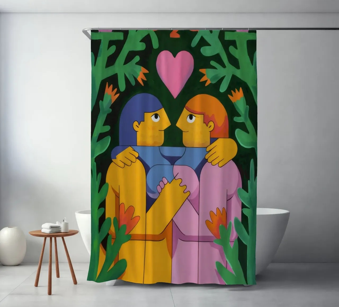Eternal Love Embrace shower curtain by Petal Canvas