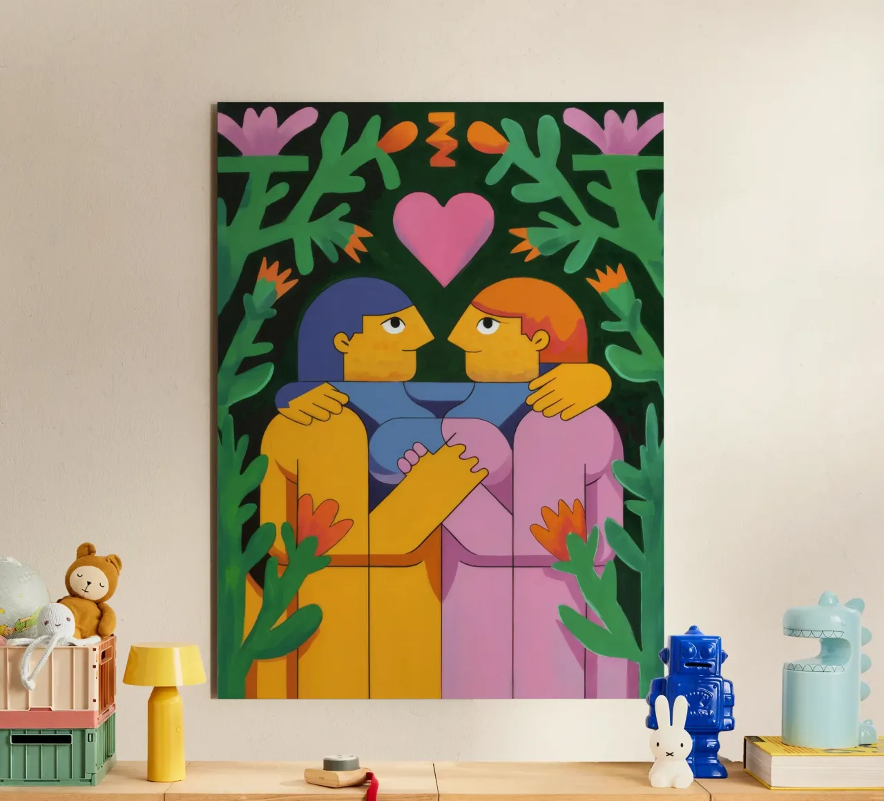 Abbraccio d'amore eterno alluminio dibond da Petal Canvas