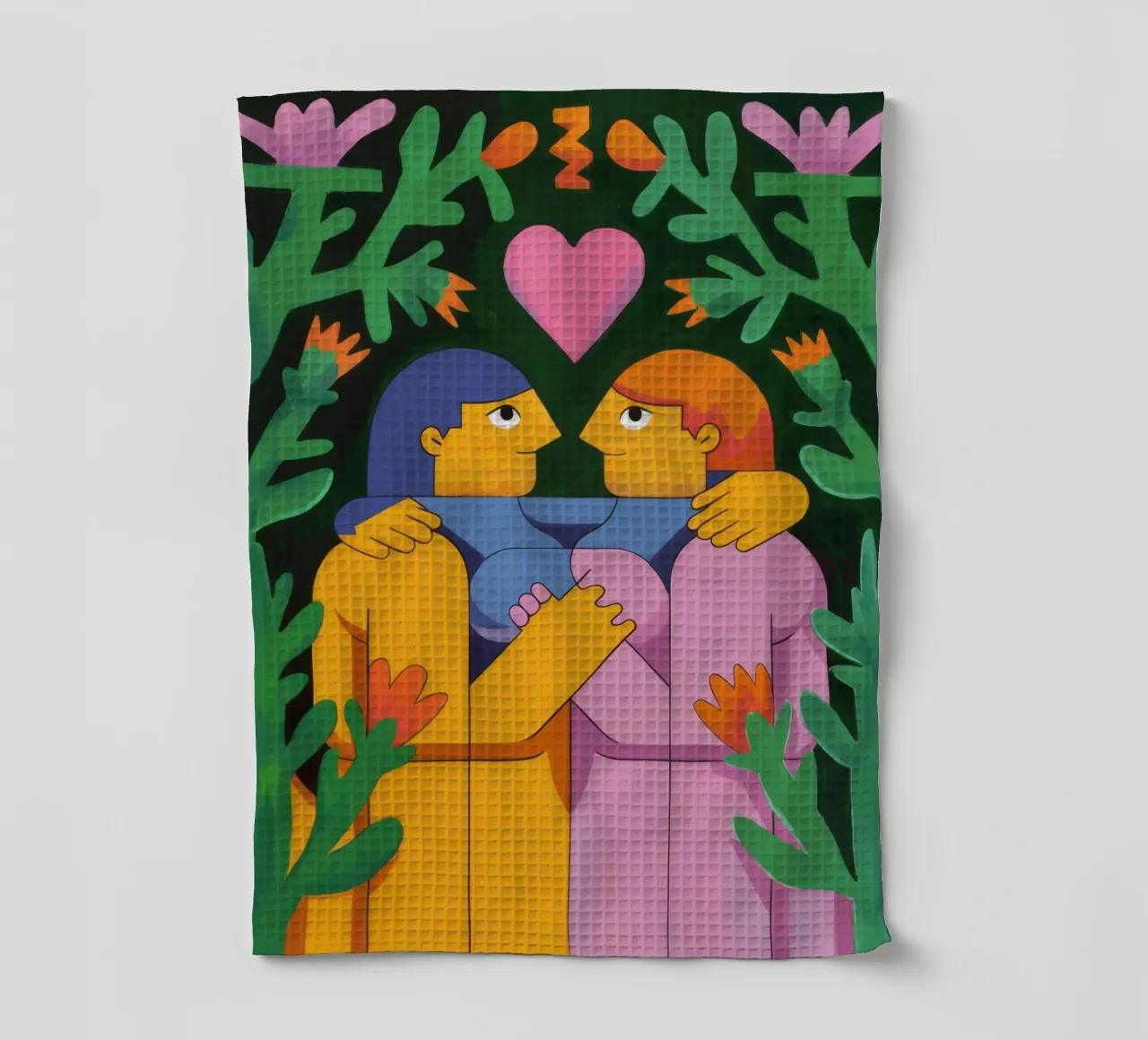 Eternal Love Embrace tea towel by Petal Canvas