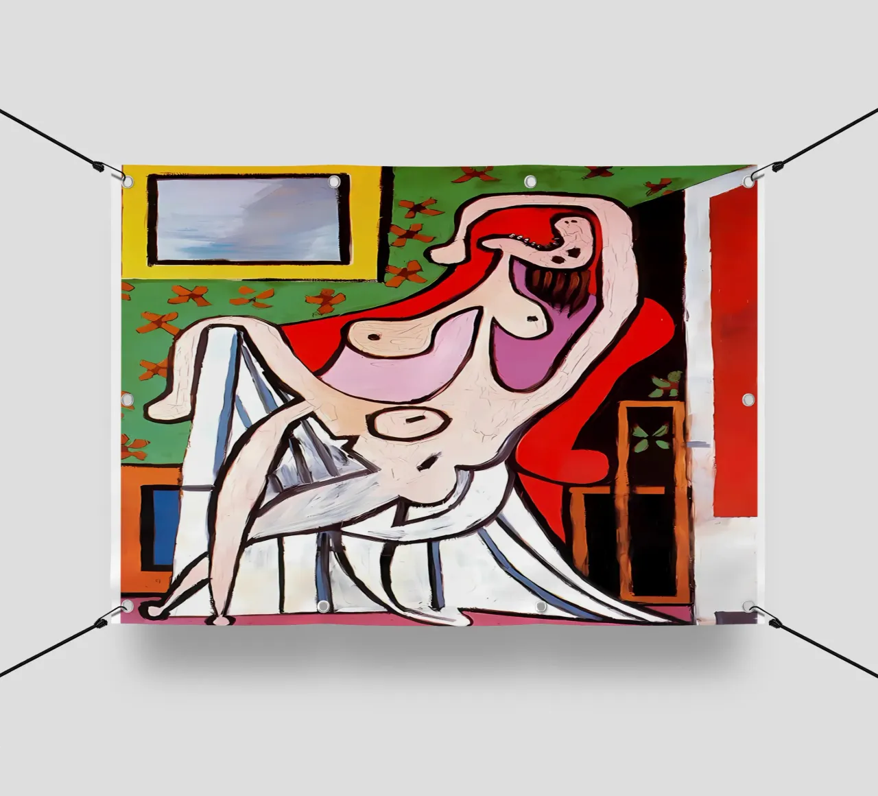 Grande nudo in poltrona rossa di Pablo Picasso telo in pvc da tokovictory