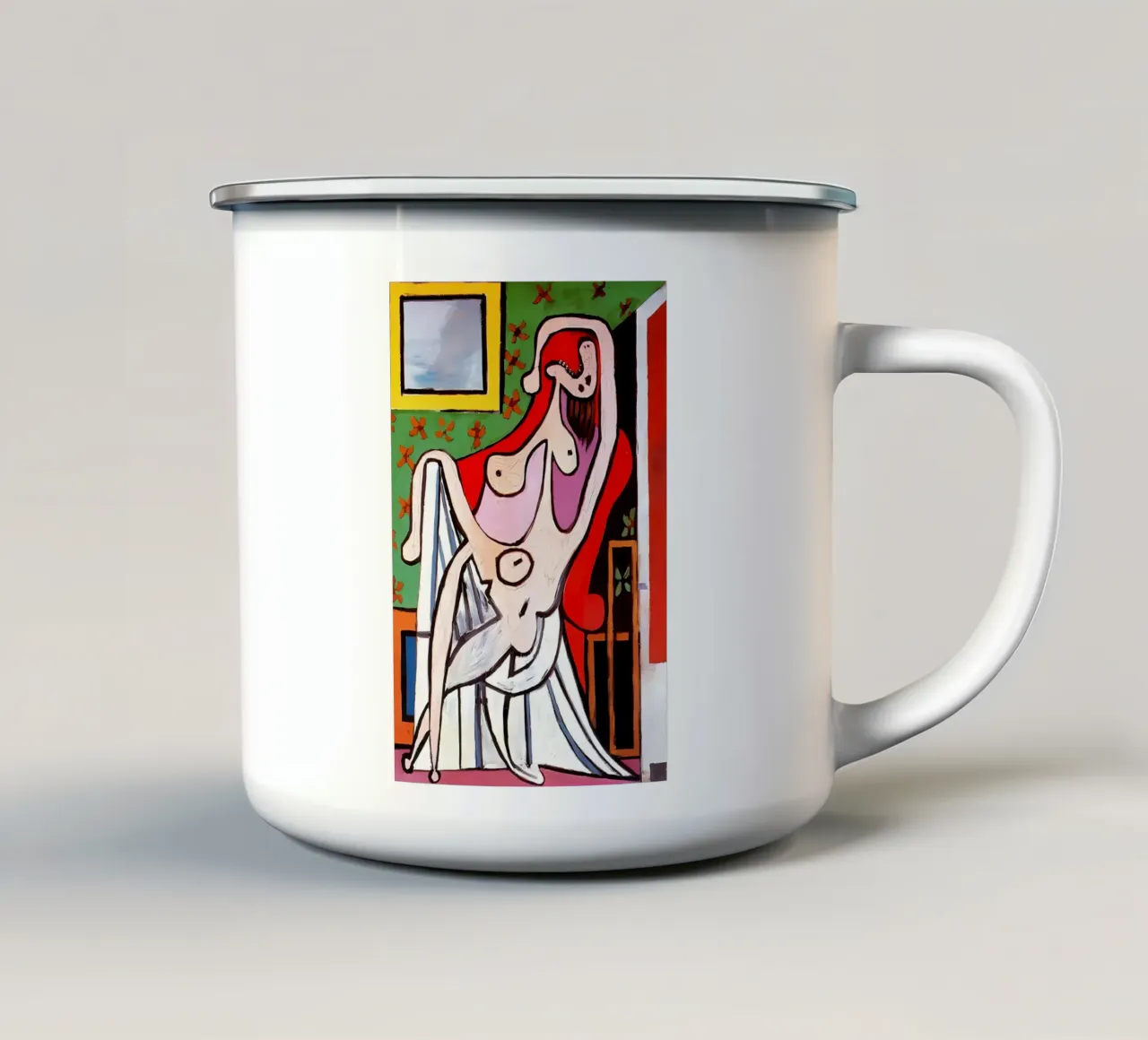 Grande nudo in poltrona rossa di Pablo Picasso tazza in smalto da tokovictory