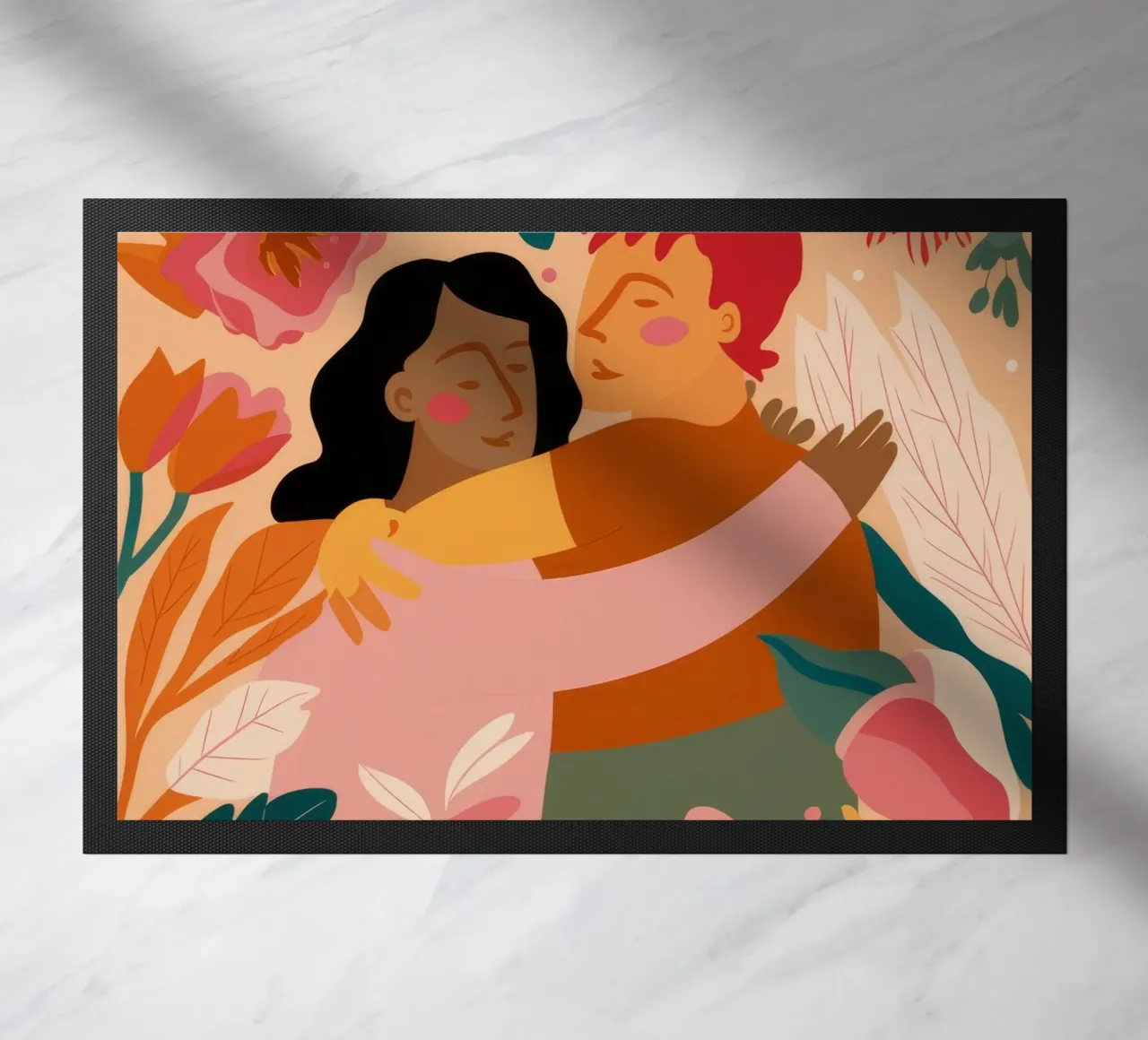 Abbraccio floreale appassionato zerbino da Petal Canvas