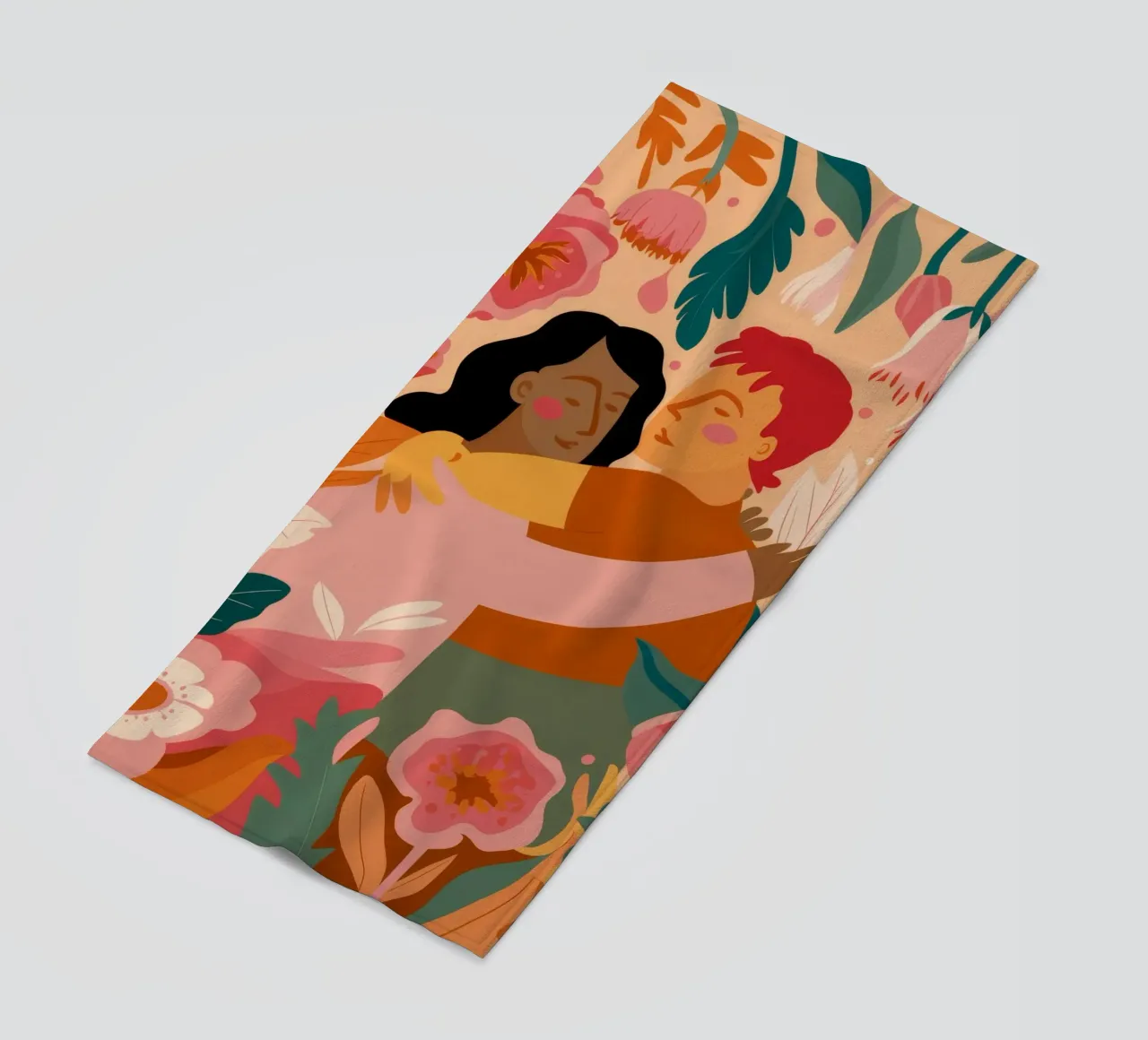 Abbraccio floreale appassionato telo mare da Petal Canvas