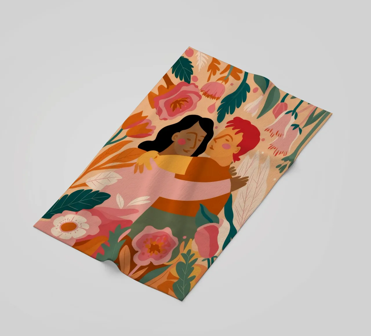 Abbraccio floreale appassionato telo mare da Petal Canvas