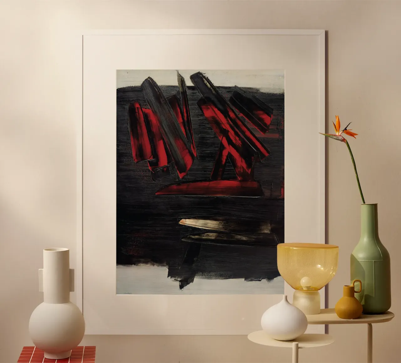 Pierre Soulages (nato nel 1919) Pittura n. 2 poster con telaio in alluminio da Spencershop