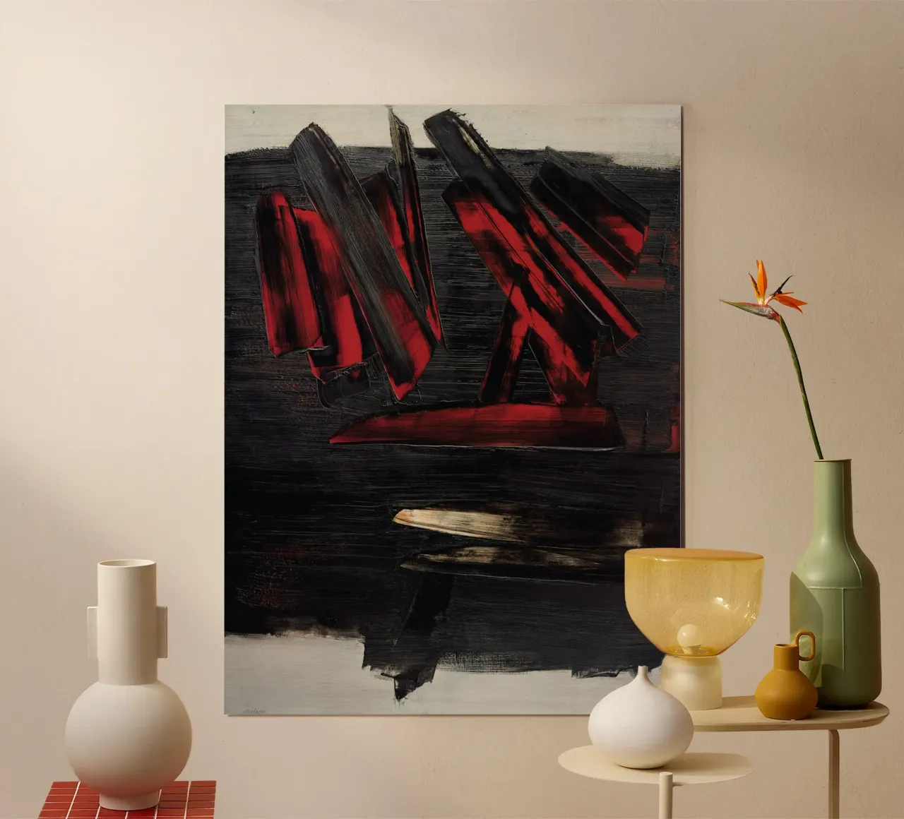Pierre Soulages (nato nel 1919) Pittura n. 2 poster con telaio in alluminio da Spencershop