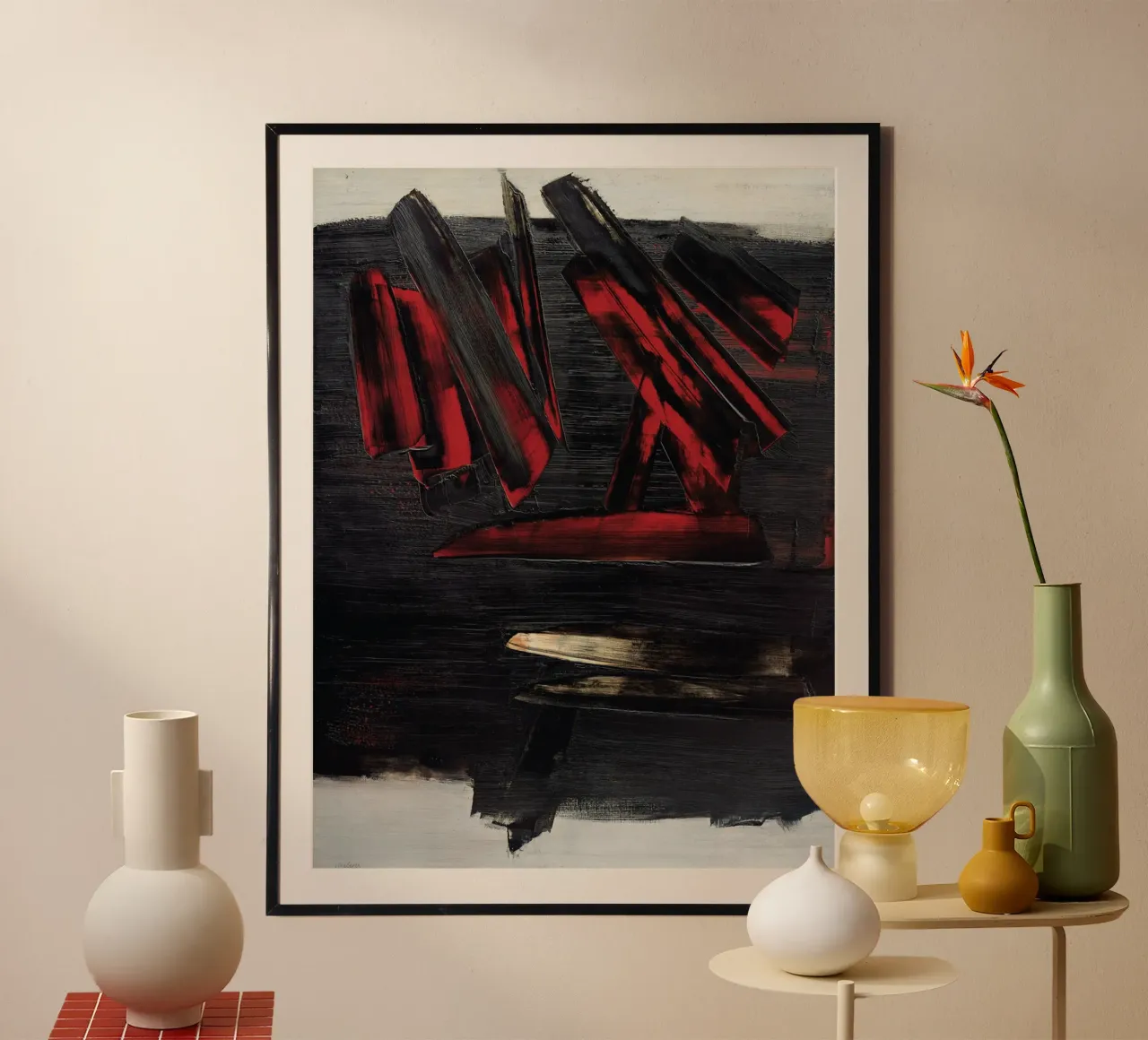 Pierre Soulages (nato nel 1919) Pittura n. 2 poster con telaio in alluminio da Spencershop