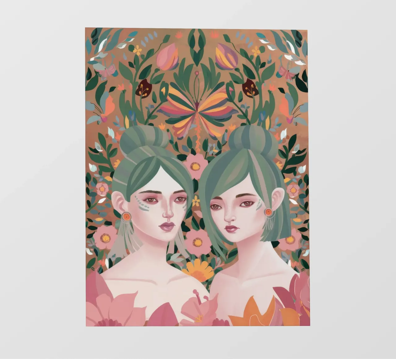 Gemelli floreali simmetrici telo in pvc da Petal Canvas