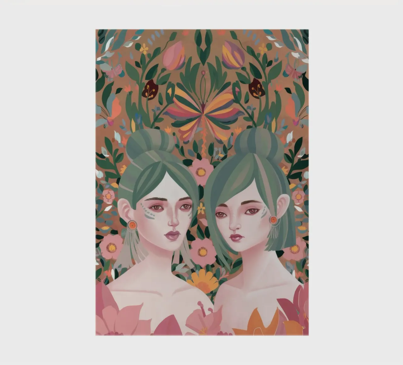 Symmetrical Floral Twins notebook by Petal Canvas