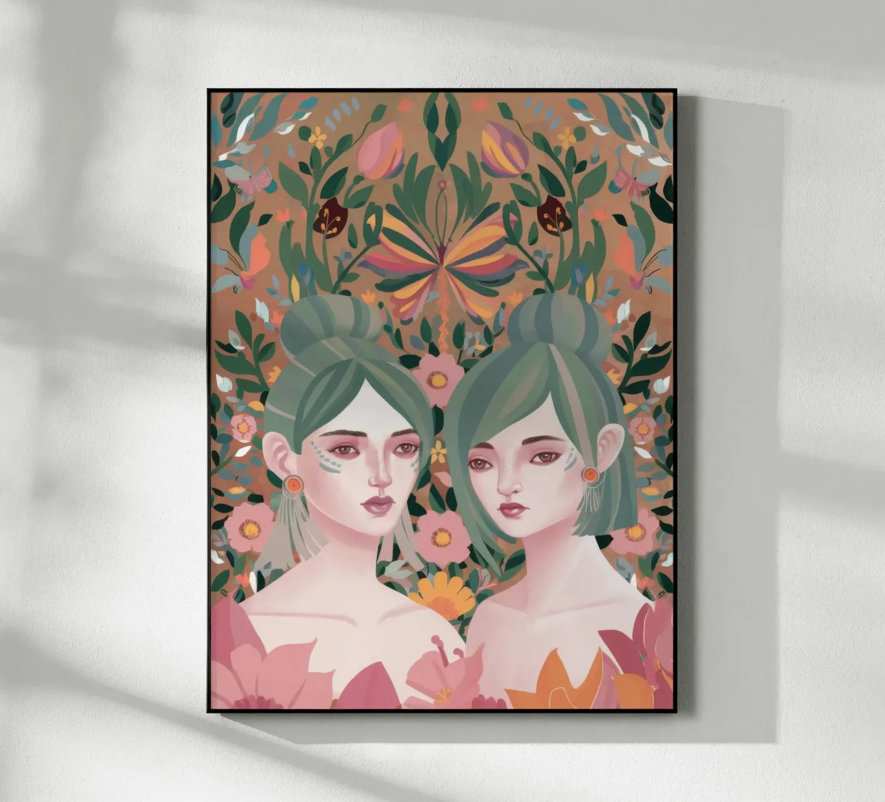 Gemelli floreali simmetrici plexiglass da Petal Canvas