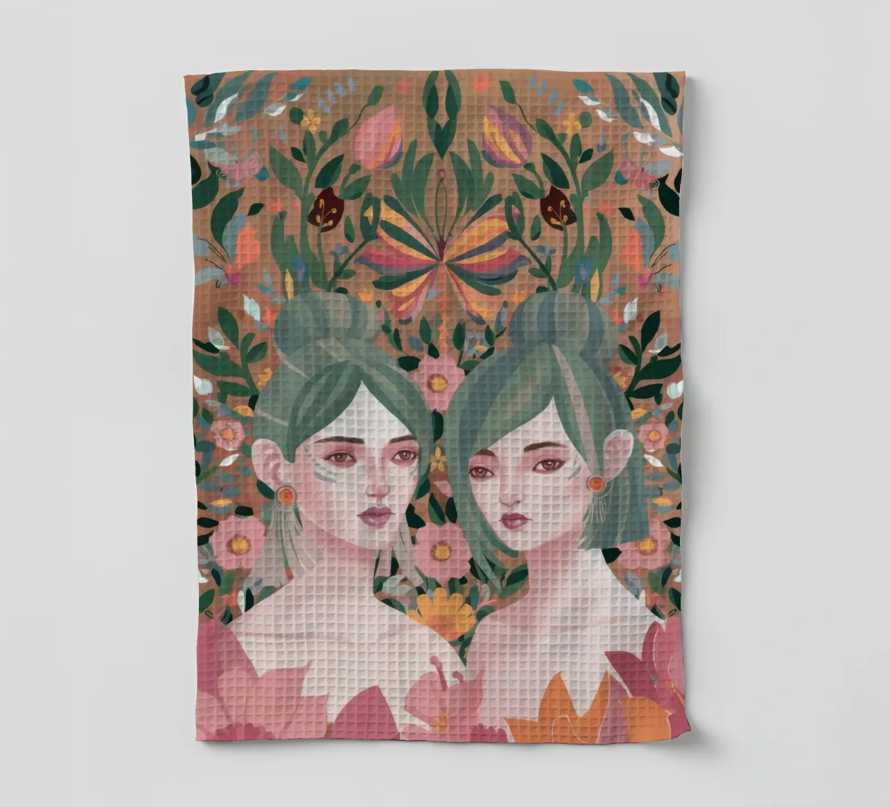 Gemelli floreali simmetrici canovaccio da cucina da Petal Canvas