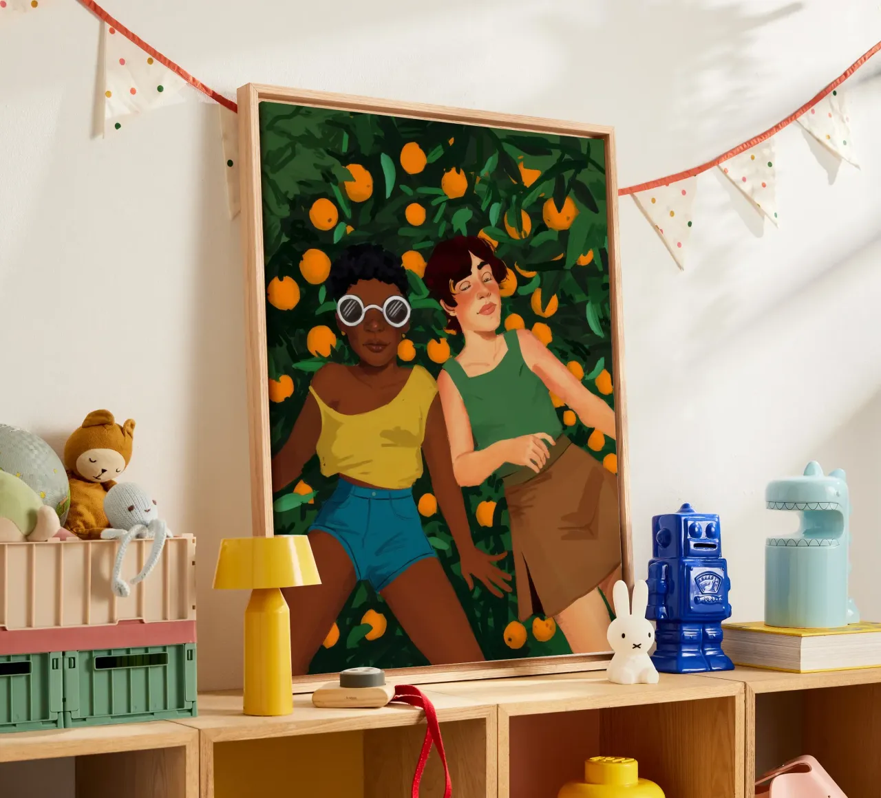 Citrus Garten Gefährten Leinwand mit Schattenfugenrahmen von Petal Canvas