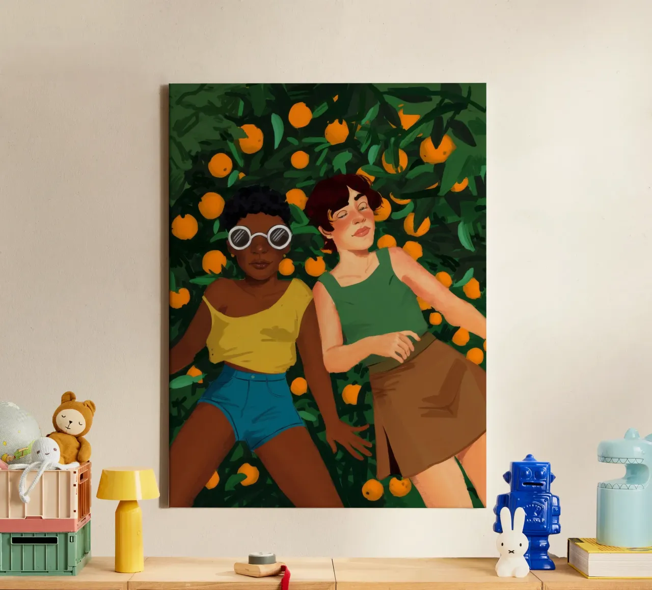 Citrus Garten Gefährten Leinwand mit Schattenfugenrahmen von Petal Canvas