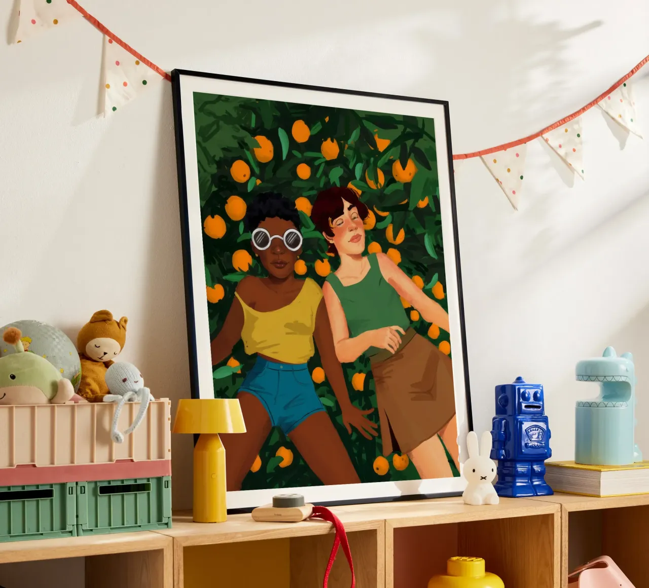 Compagni di giardino degli agrumi poster con telaio in plastica da Petal Canvas