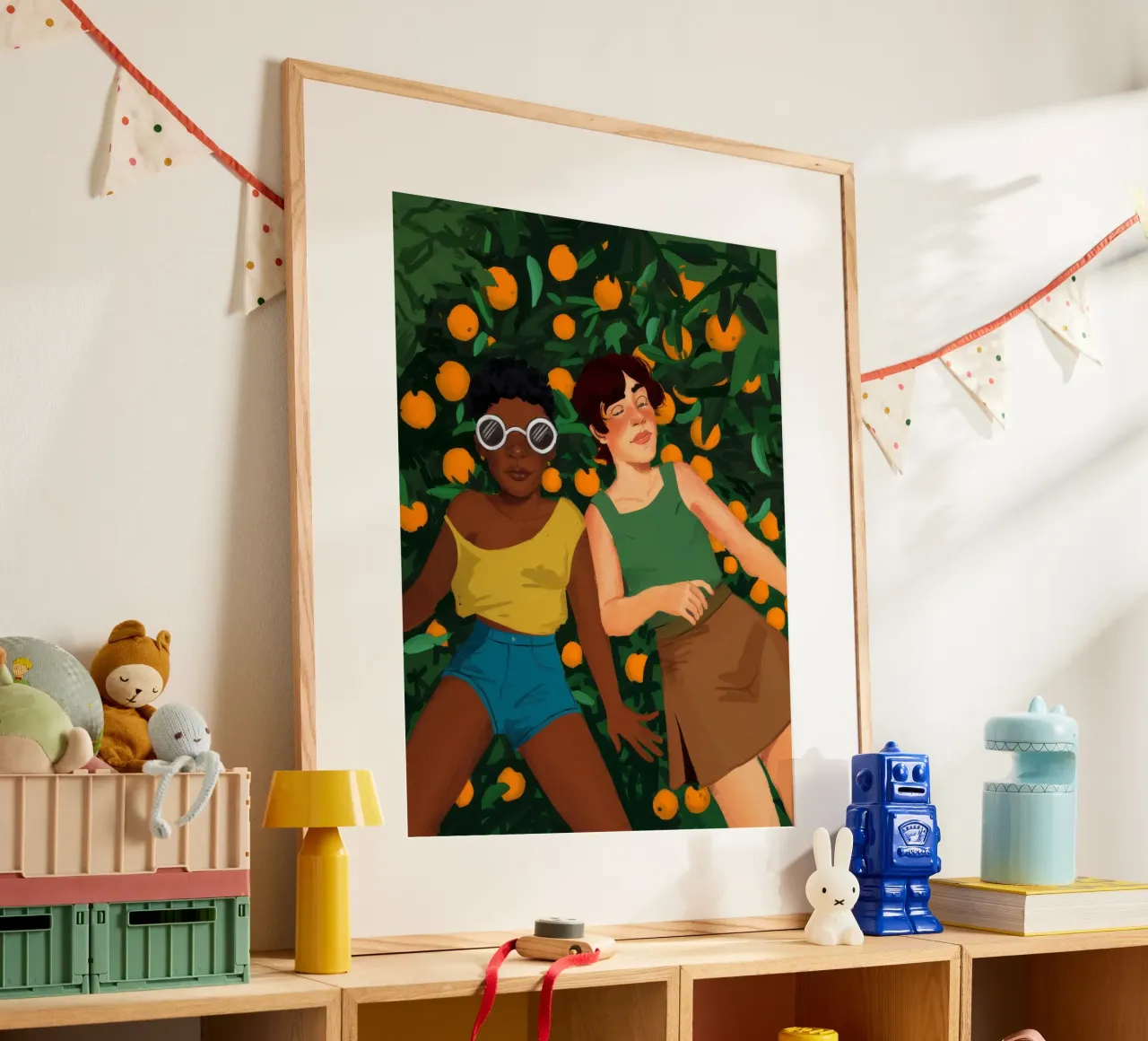 Compagni di giardino degli agrumi poster con telaio in plastica da Petal Canvas