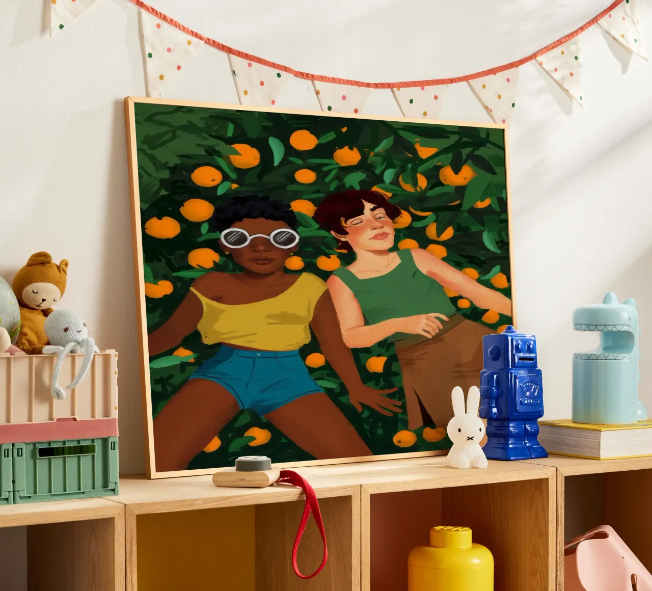 Compagni di giardino degli agrumi poster con telaio in plastica da Petal Canvas
