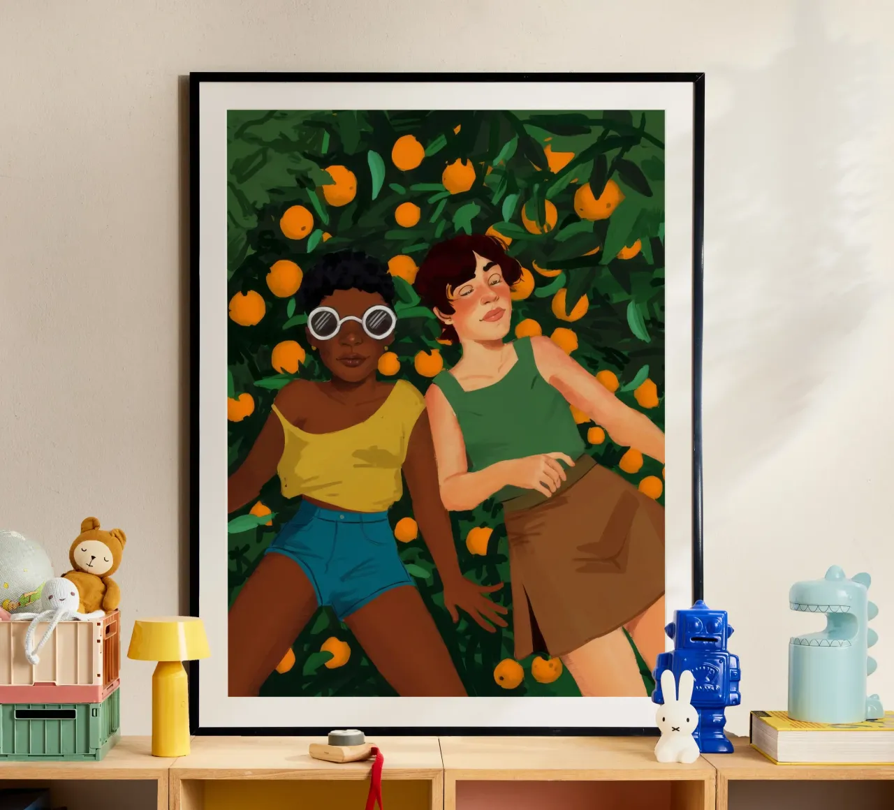 Compagni di giardino degli agrumi poster con telaio in plastica da Petal Canvas