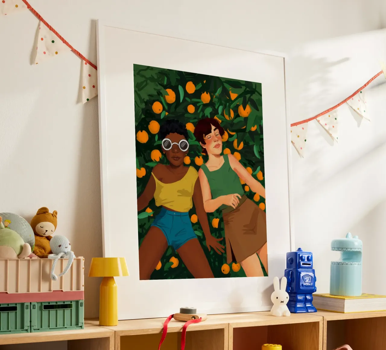 Compagni di giardino degli agrumi poster con telaio in plastica da Petal Canvas
