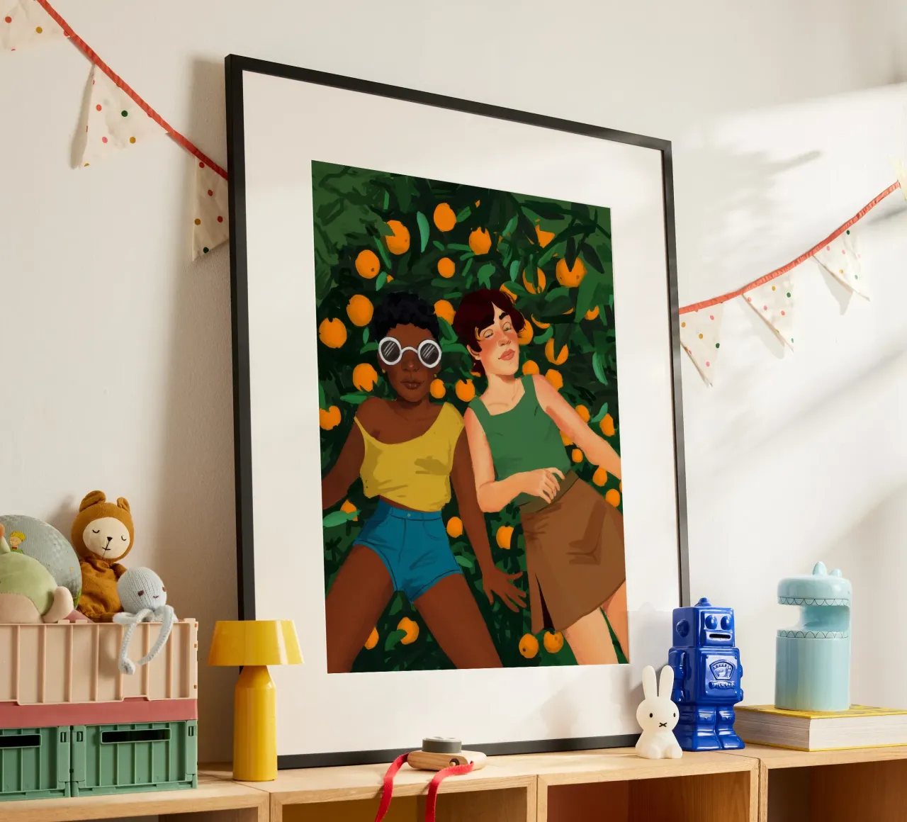 Compagni di giardino degli agrumi poster con telaio in plastica da Petal Canvas
