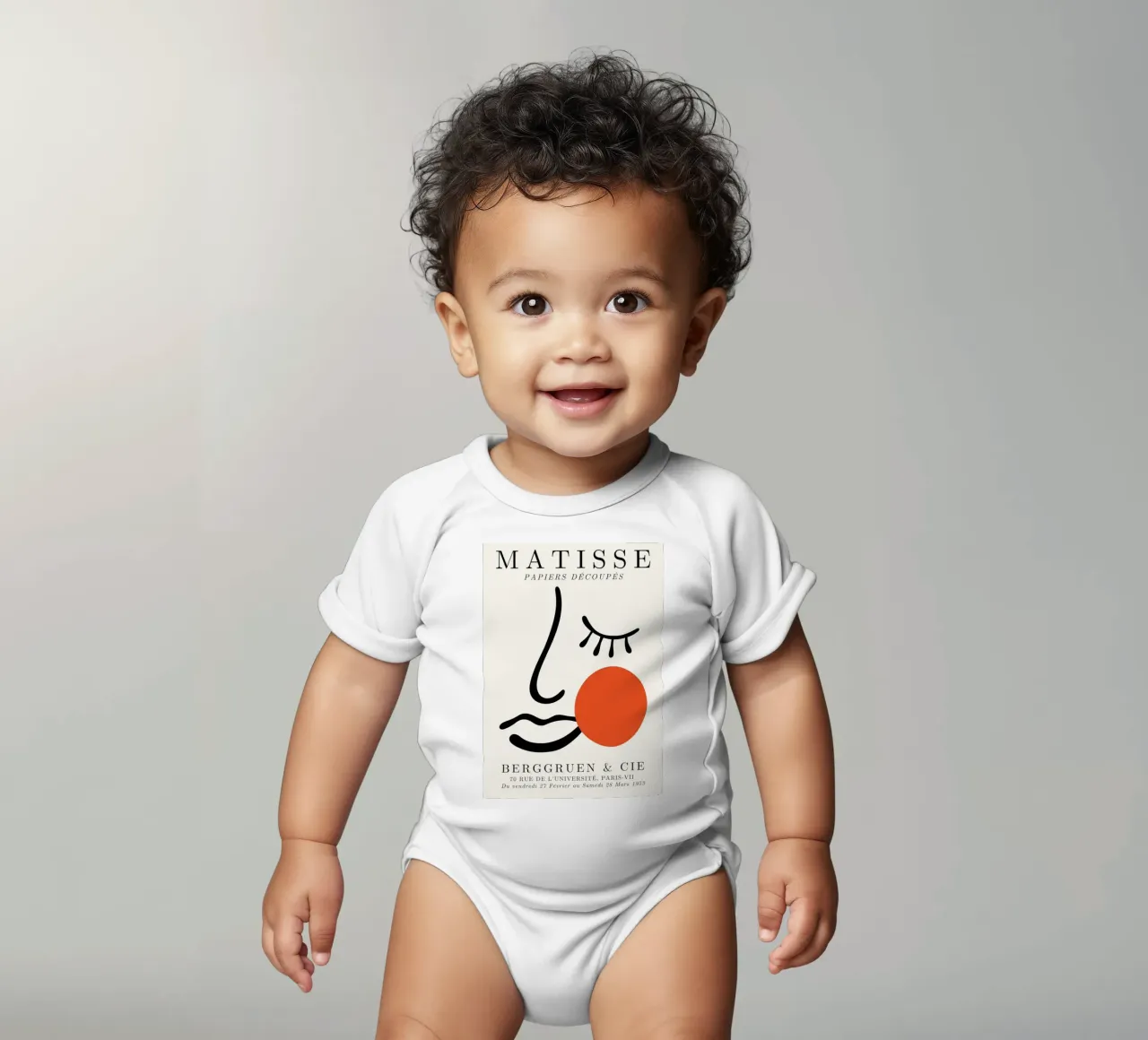 Matisse Face "Papiers Découpés" - Minimalist Modern Art short-sleeve baby romper by NorwesClub