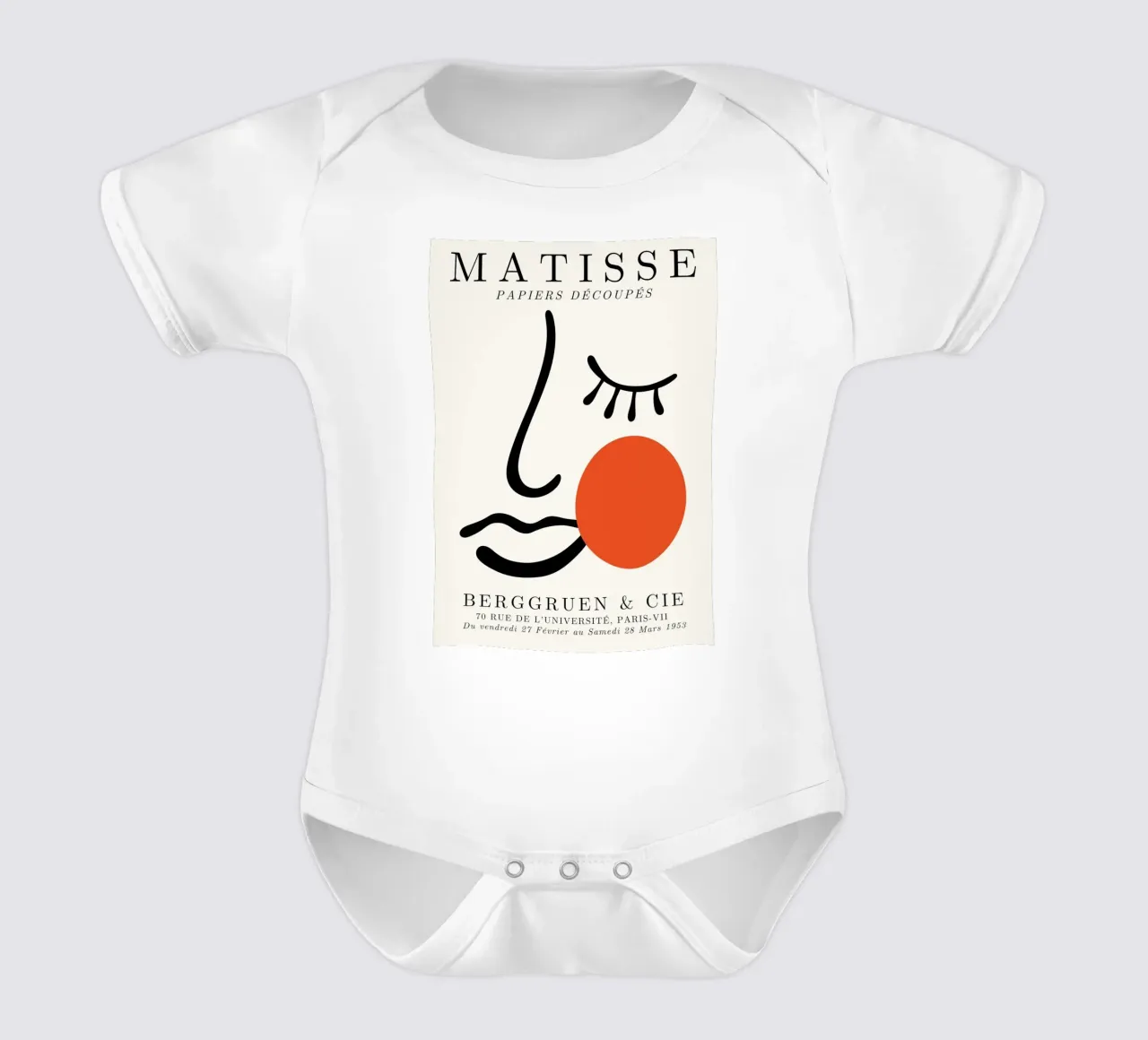 Matisse Face "Papiers Découpés" - Minimalist Modern Art short-sleeve baby romper by NorwesClub