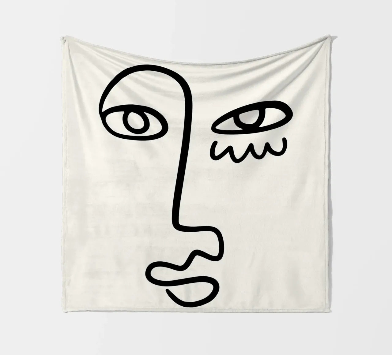 Matisse Abstract Face "Papiers Découpés" - Modern Line Art P fleece blanket by NorwesClub