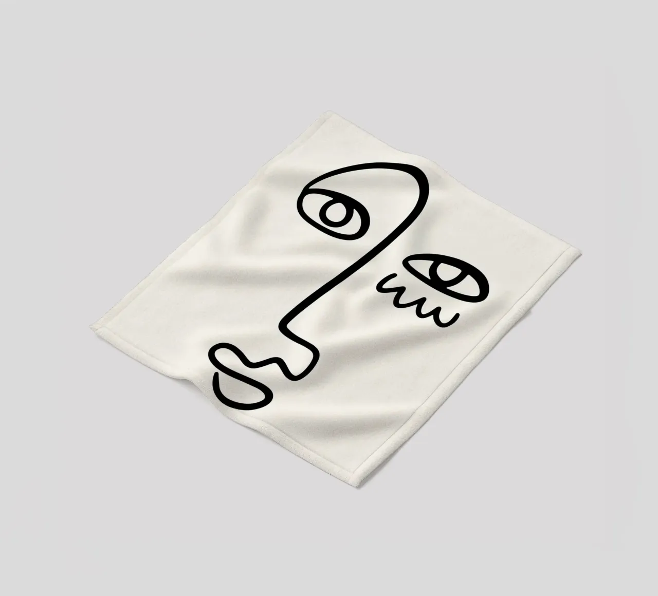 Matisse Abstract Face "Papiers Découpés" - Modern Line Art P fleece blanket by NorwesClub