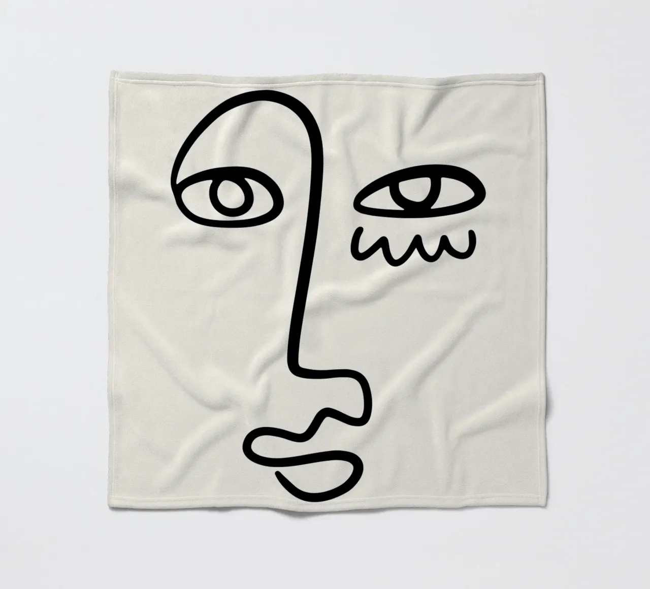 Matisse Abstract Face "Papiers Découpés" - Modern Line Art P fleece blanket by NorwesClub