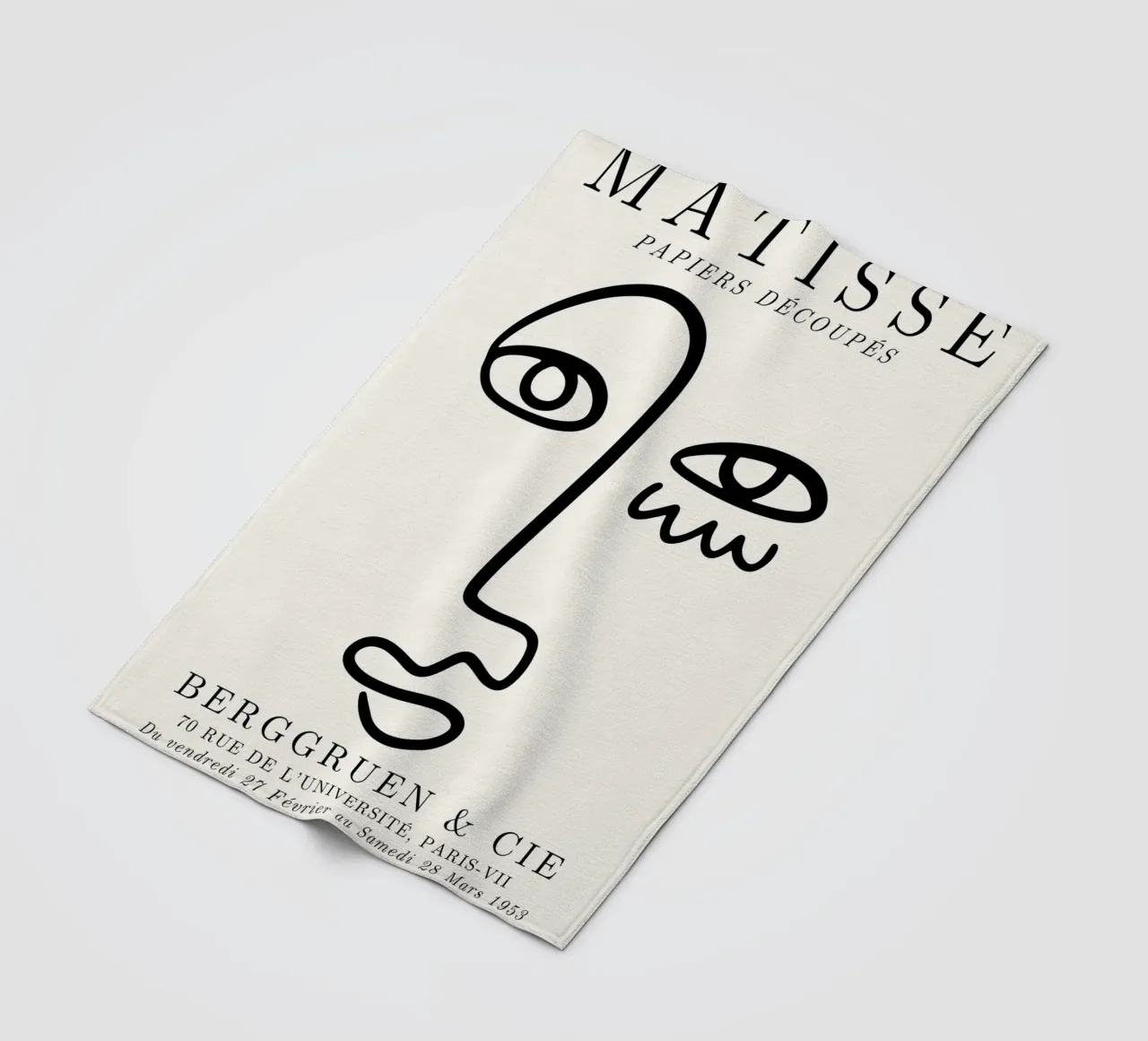 Matisse Abstract Face "Papiers Découpés" - Modern Line Art P fleece blanket by NorwesClub