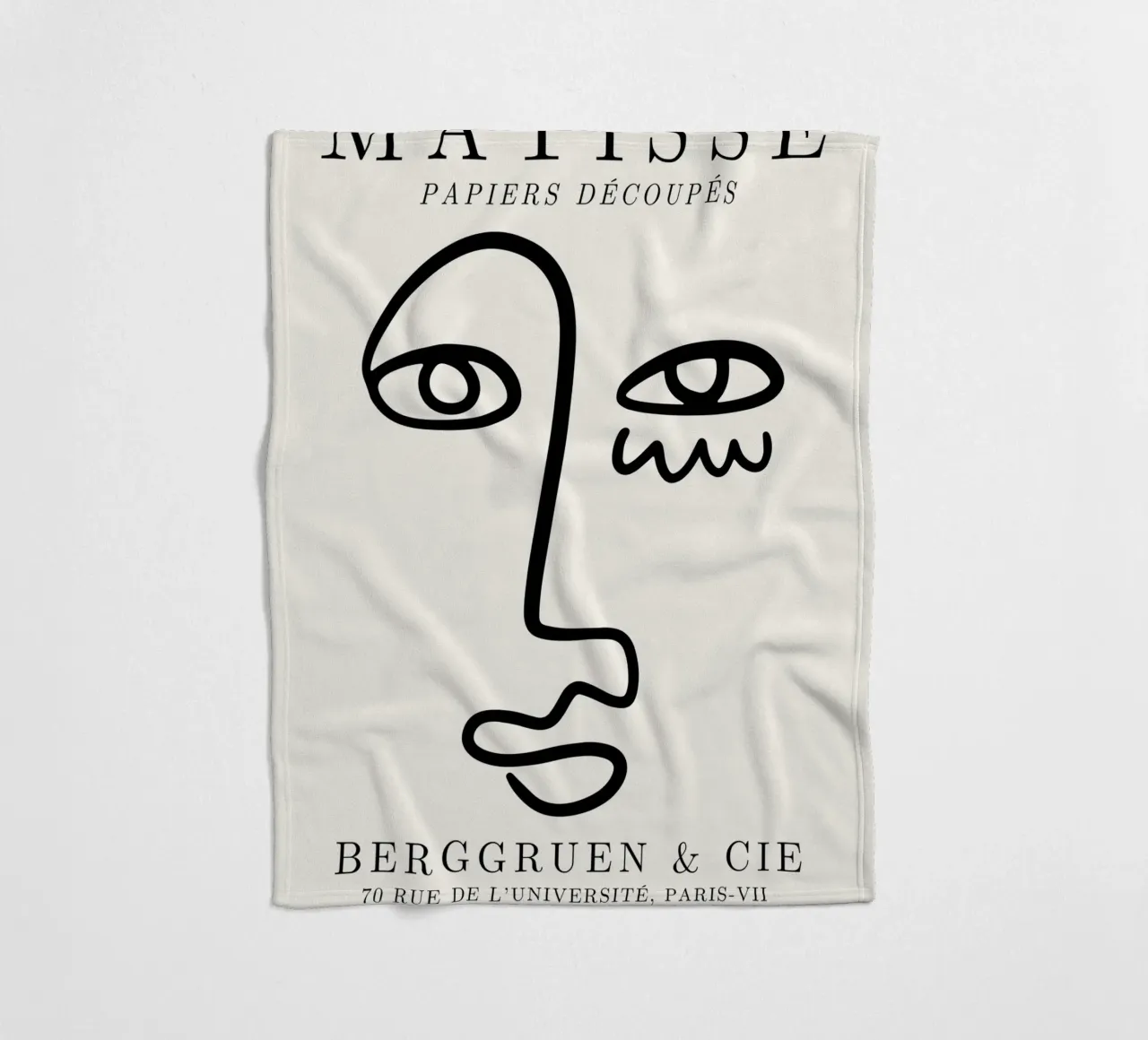 Matisse Abstract Face "Papiers Découpés" - Modern Line Art P fleece blanket by NorwesClub