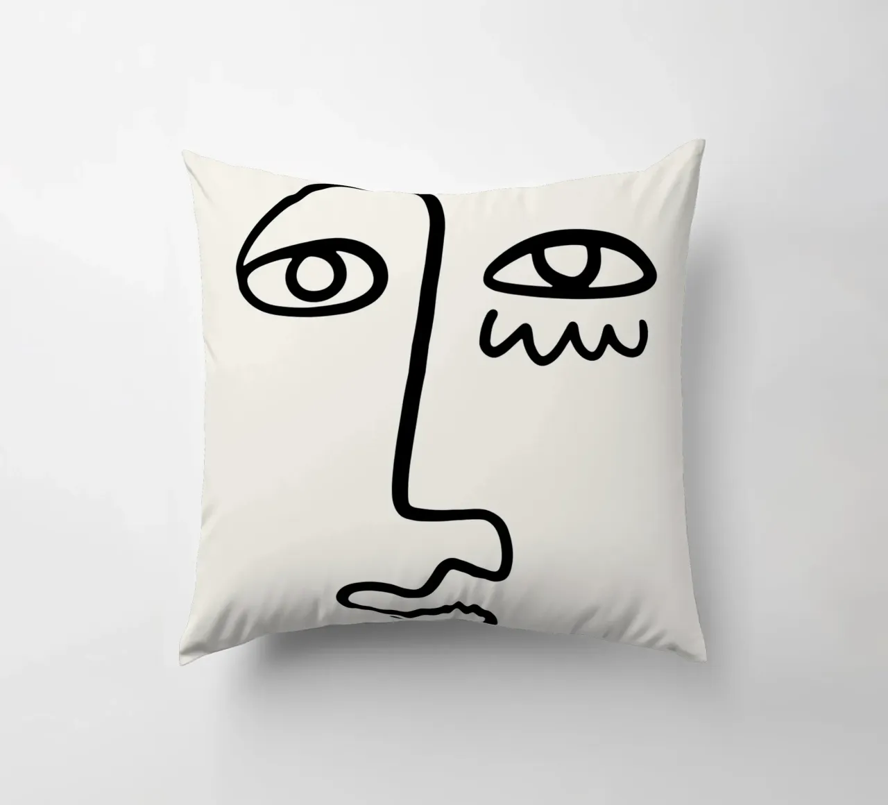 Matisse Abstract Face "Papiers Découpés" - Modern Line Art P decorative cushion by NorwesClub