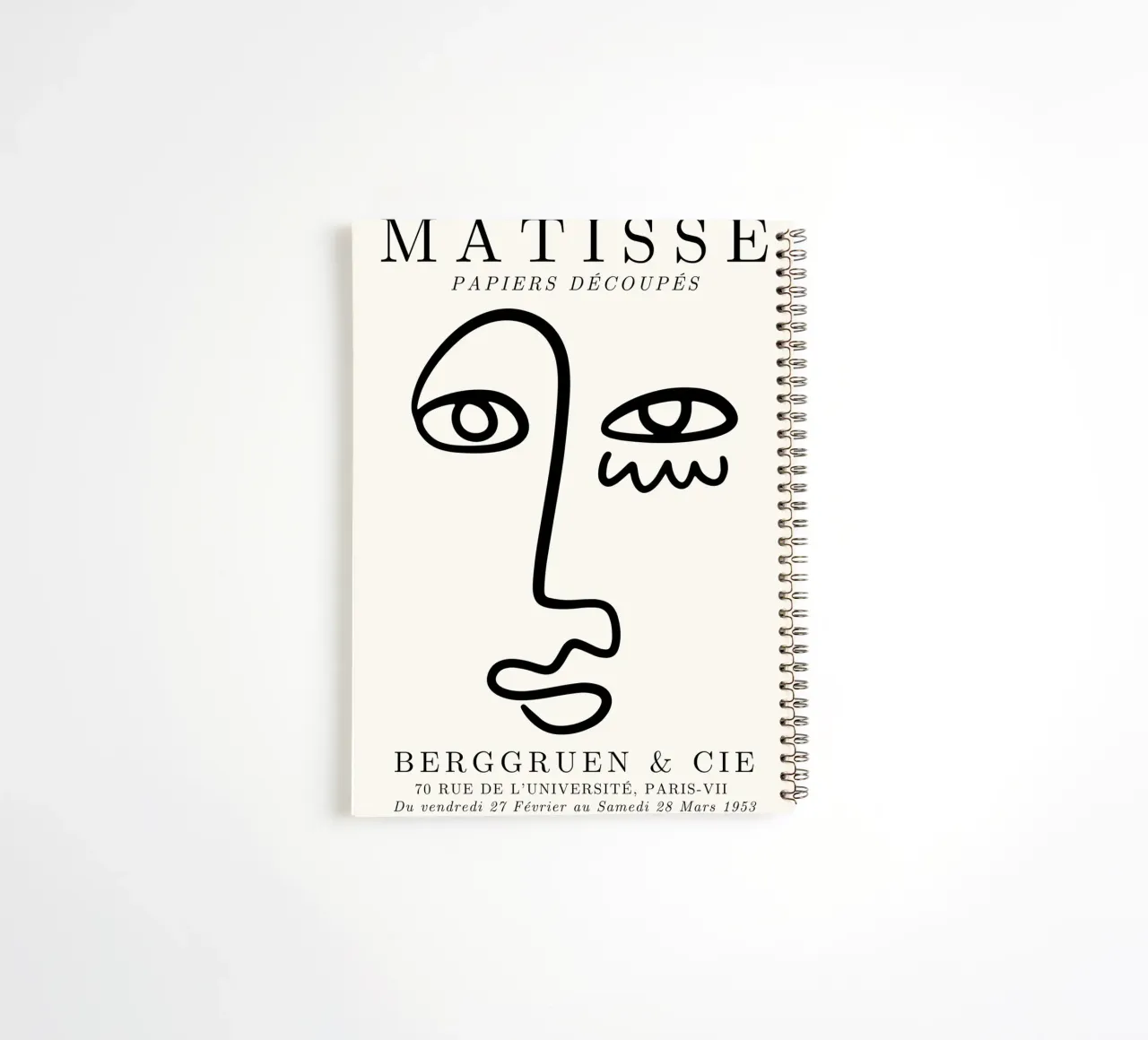 Matisse Abstract Face "Papiers Découpés" - Modern Line Art P spiral notebook by NorwesClub