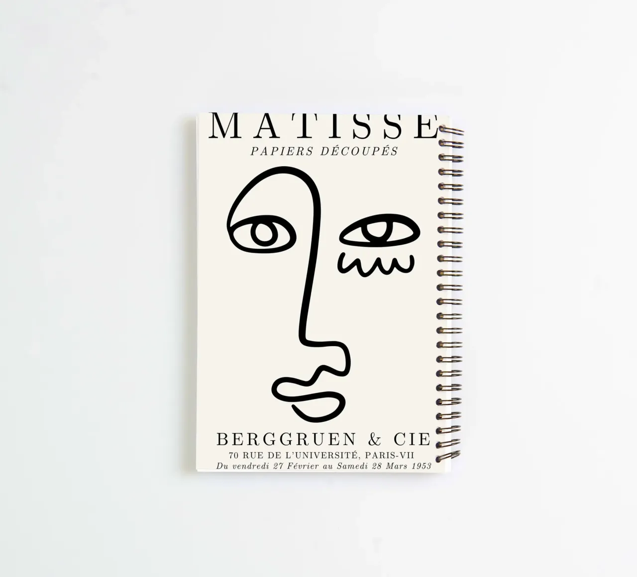 Matisse Abstract Face "Papiers Découpés" - Modern Line Art P spiral notebook by NorwesClub