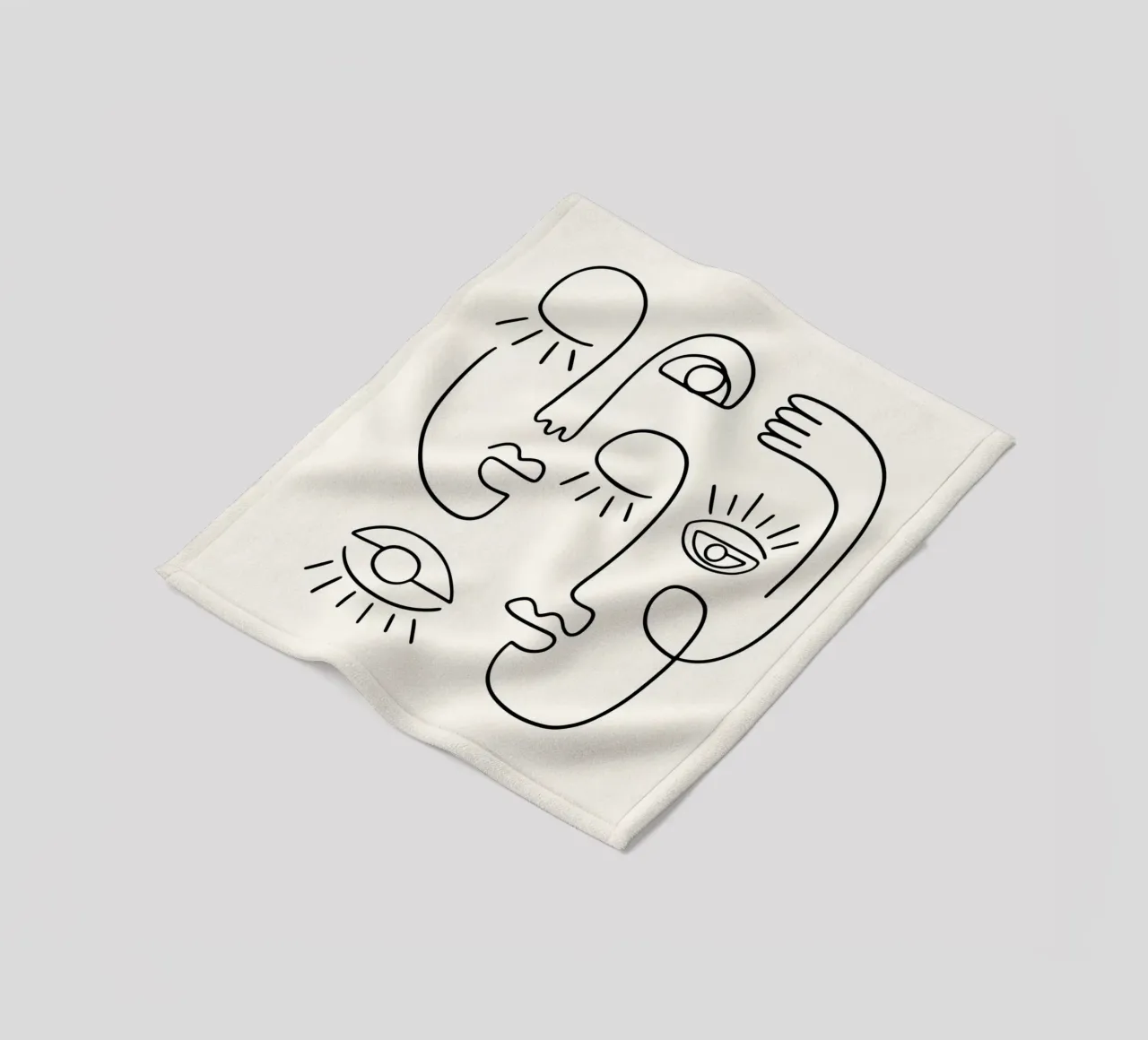 Picasso Faces Line Art Poster - Cubist Modern Gallery Print fleece blanket by NorwesClub