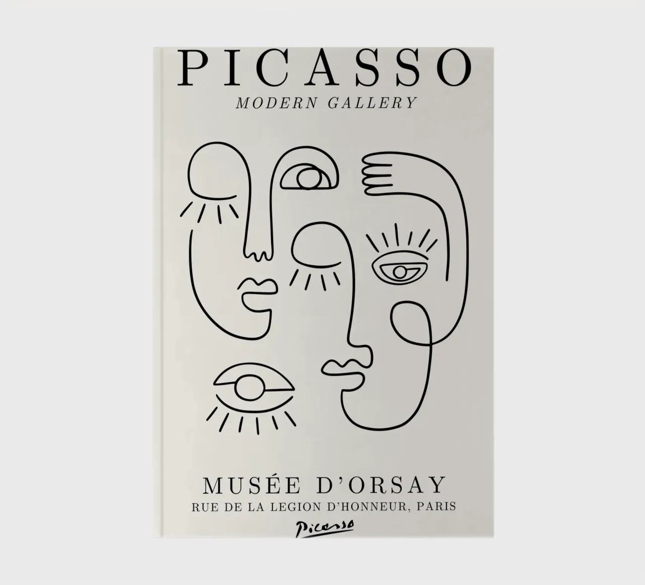 Picasso Faces Line Art Poster - Cubist Modern Gallery Print notebook by NorwesClub