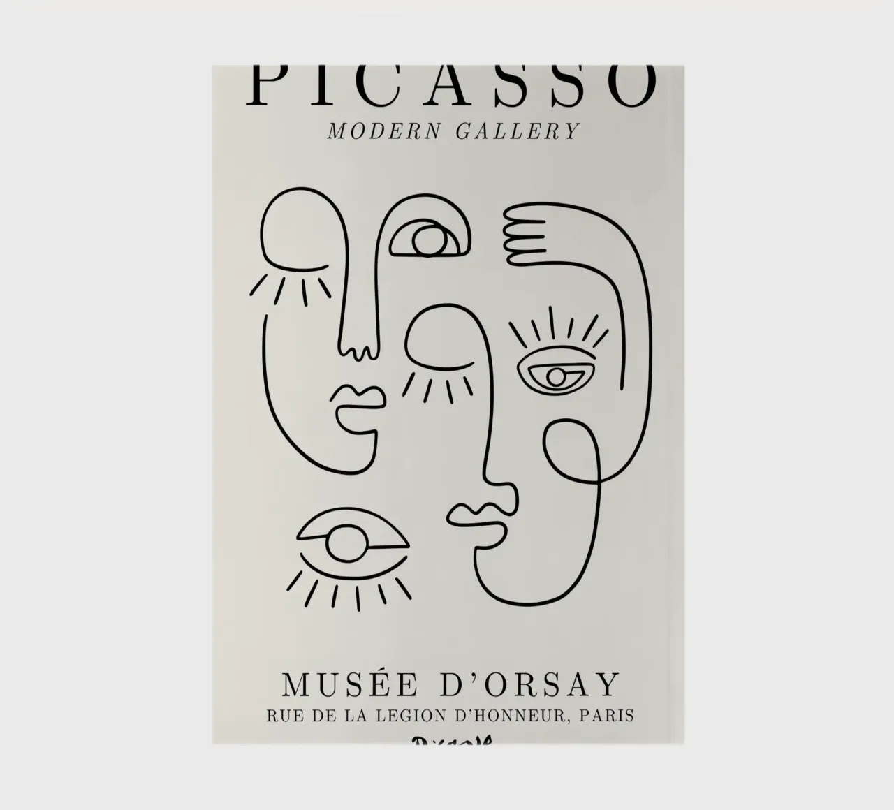 Picasso Faces Line Art Poster - Cubist Modern Gallery Print notebook by NorwesClub