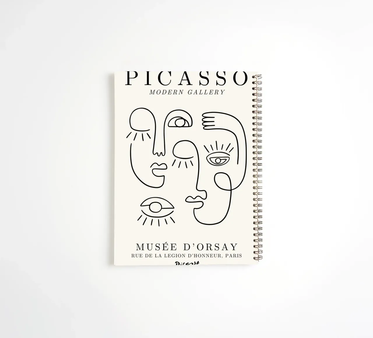 Picasso Faces Line Art Poster - Cubist Modern Gallery Print spiral notebook by NorwesClub
