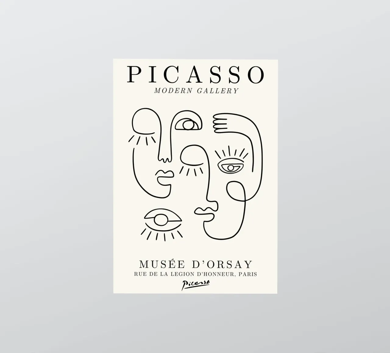 Picasso Gesichter Line Art Poster - Kubistische Moderne Galerie drucken Sticker von NorwesClub
