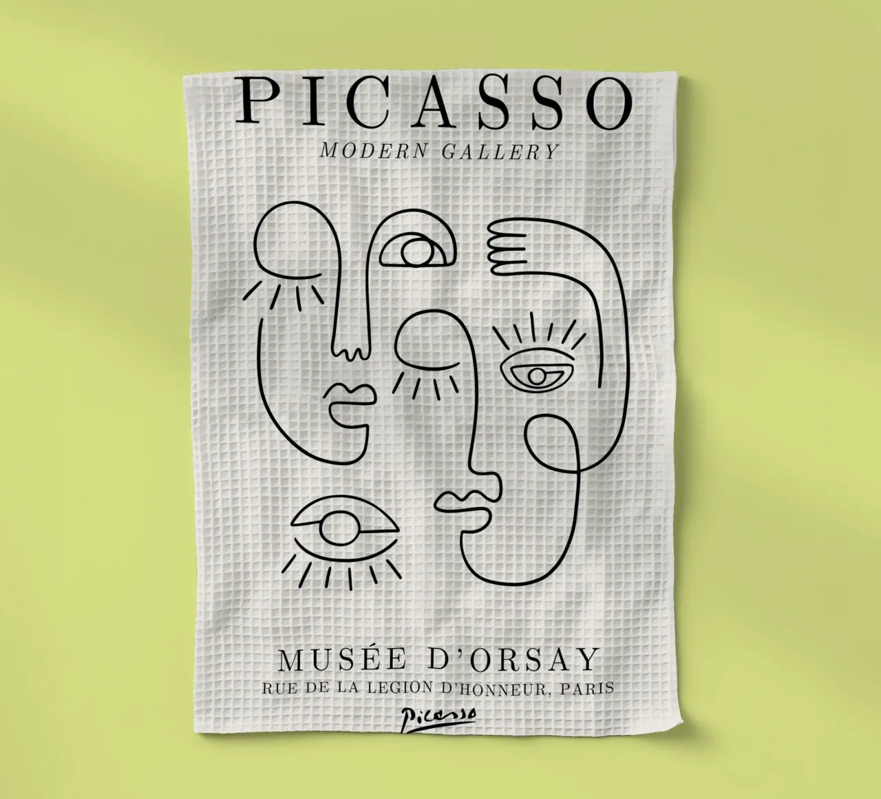 Picasso Faces Line Art Poster - Cubist Modern Gallery Print torchon de NorwesClub