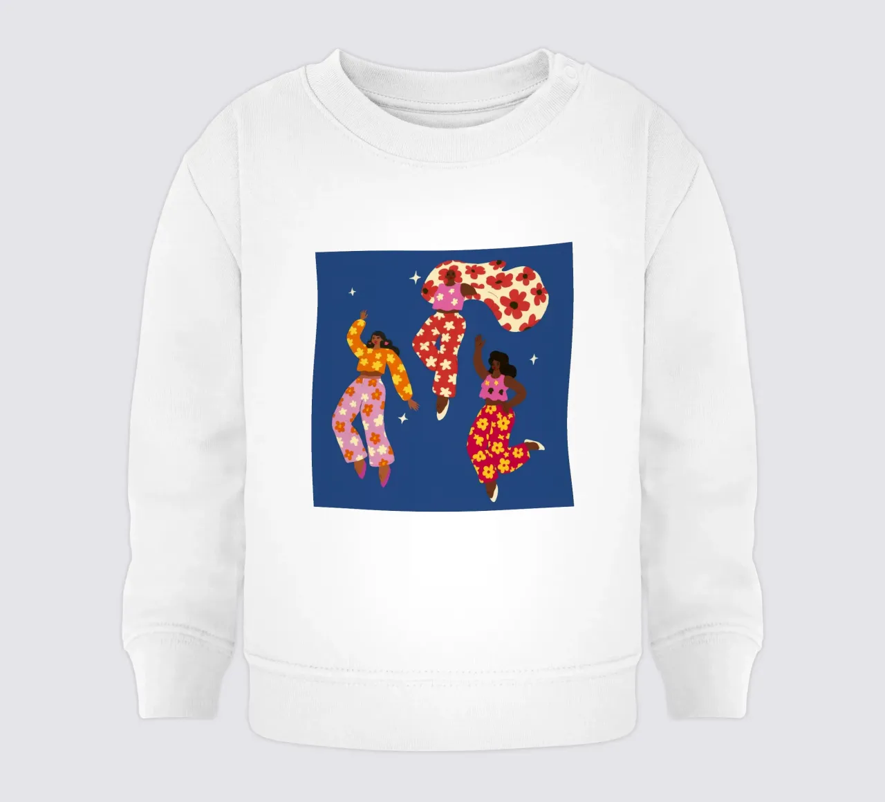 Joyful Floral Dance baby sweatshirt by Petal Canvas