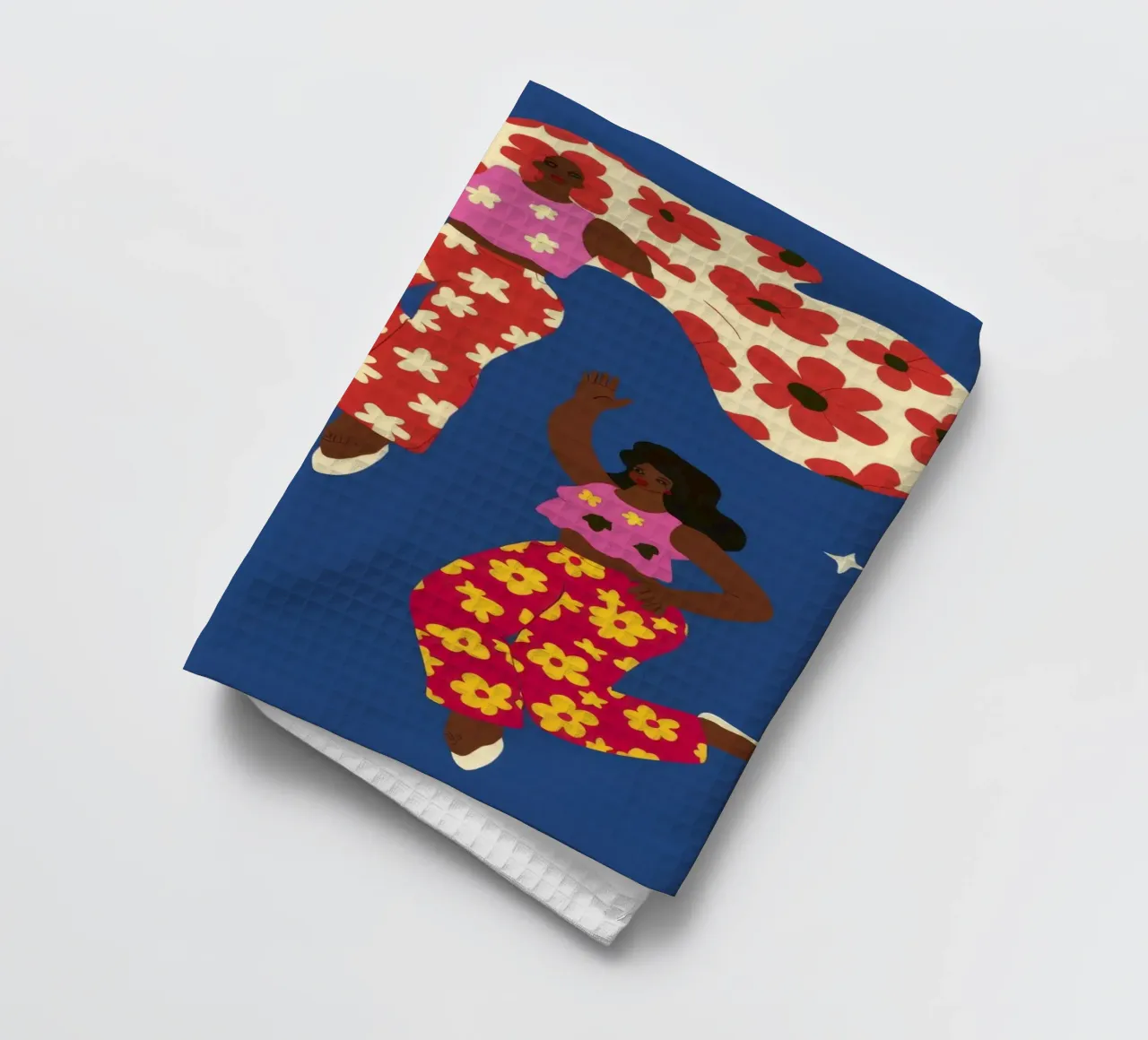 Joyful Floral Dance tea towel by Petal Canvas