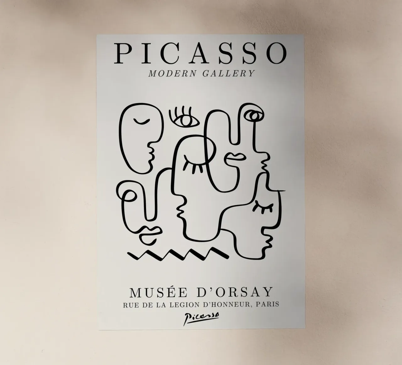 Picasso Faces Ensemble Line Art - Cubist Gallery Print lámina retroiluminada de NorwesClub