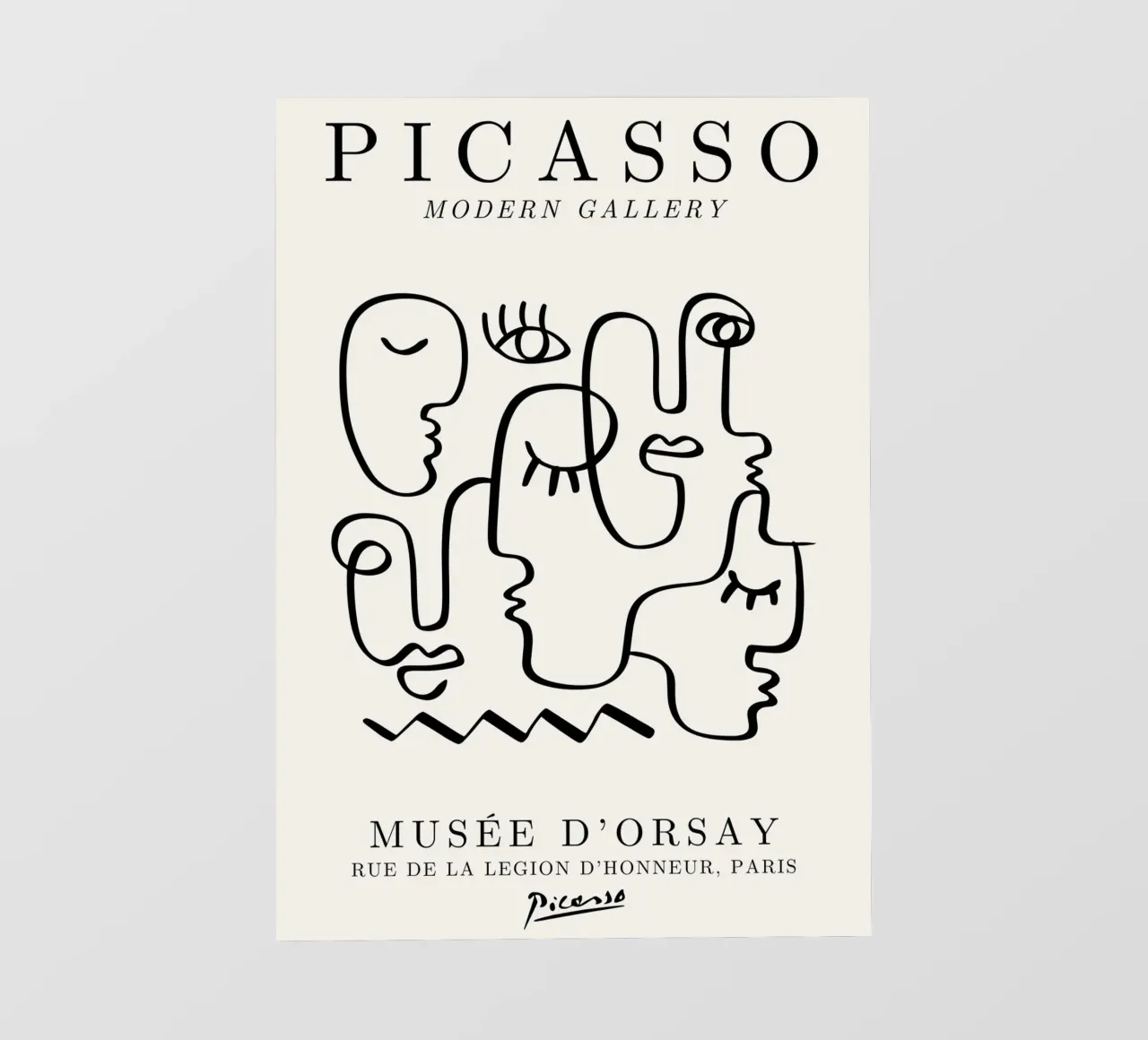 Picasso Faces Ensemble Line Art - Cubist Gallery Print lámina retroiluminada de NorwesClub