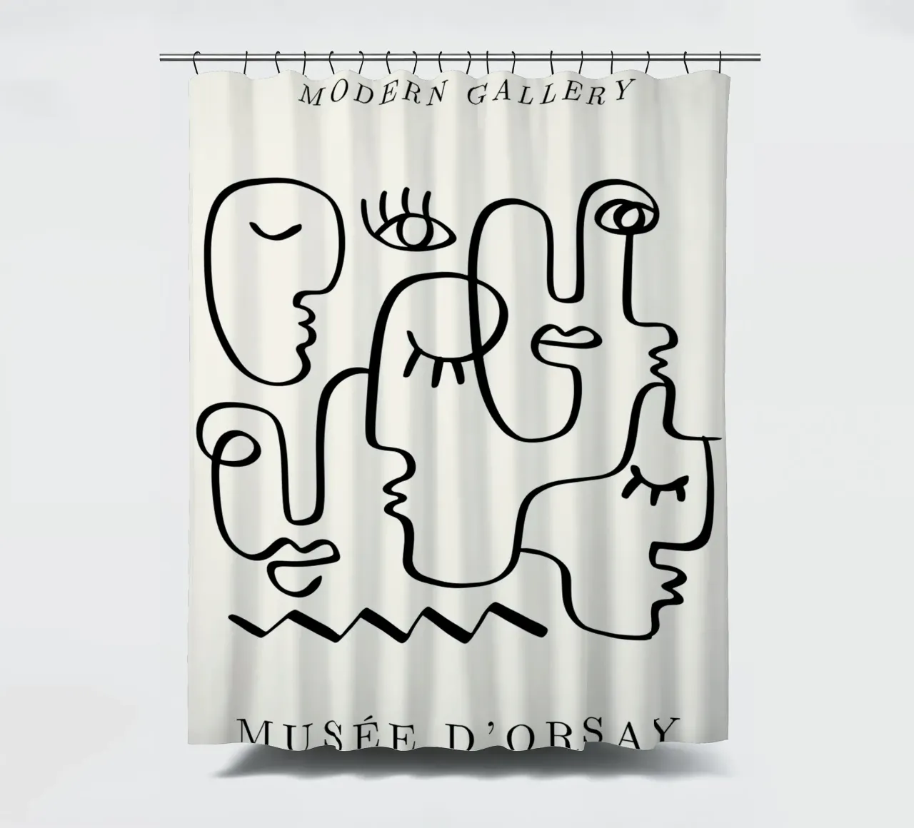Picasso Faces Ensemble Line Art - Cubist Gallery Print Duschvorhang von NorwesClub