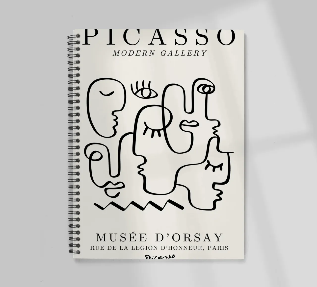 Picasso Faces Ensemble Line Art - Cubist Gallery Print spiral notebook by NorwesClub