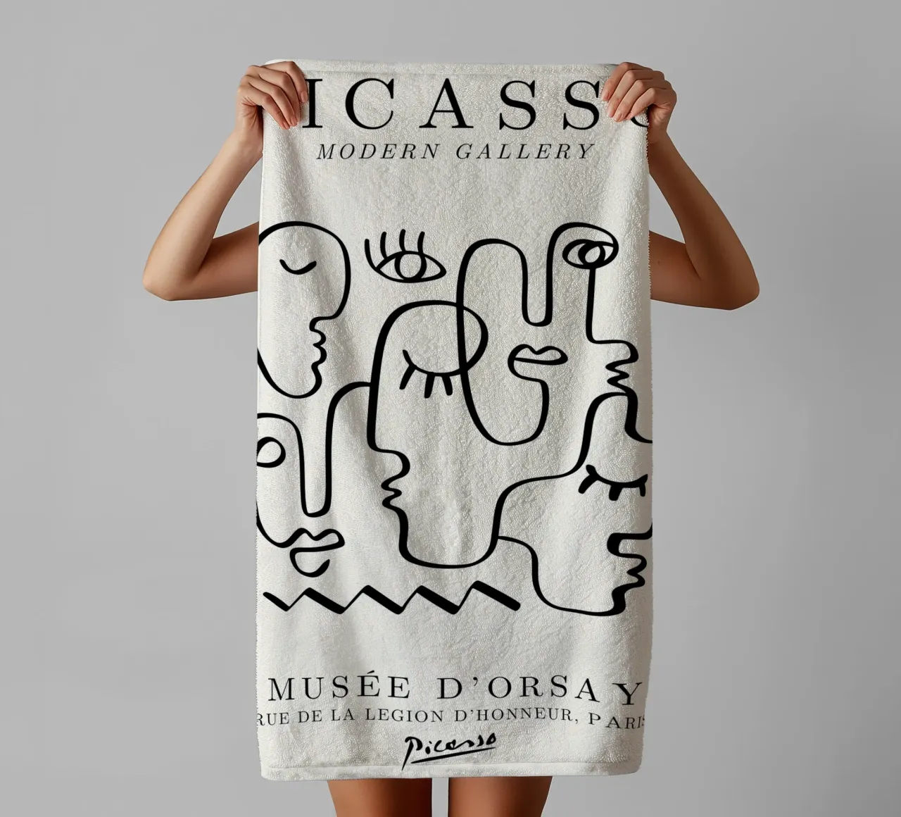 Picasso Faces Ensemble Line Art - Cubist Gallery Print towel by NorwesClub