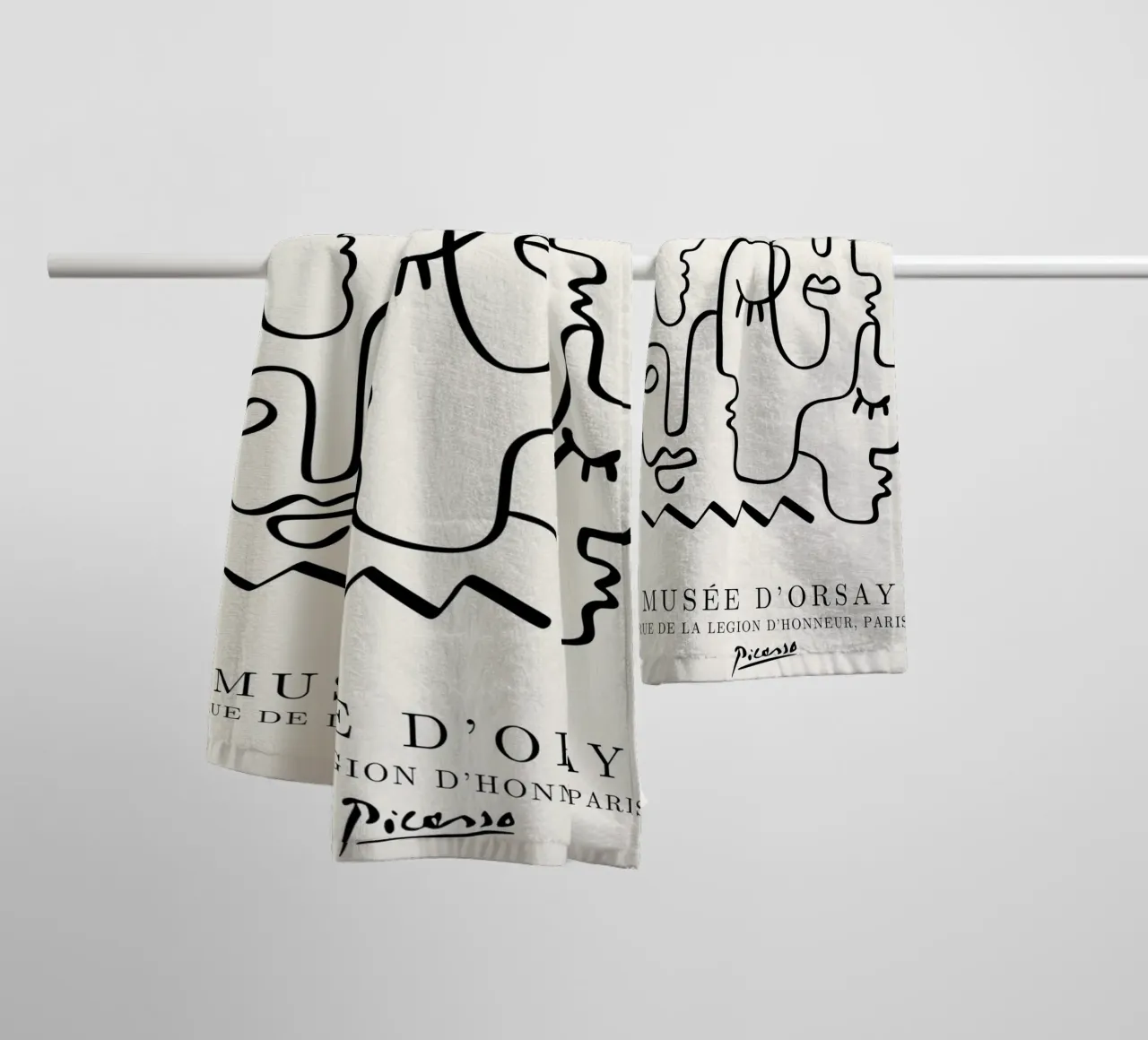 Picasso Faces Ensemble Line Art - Cubist Gallery Print towel by NorwesClub