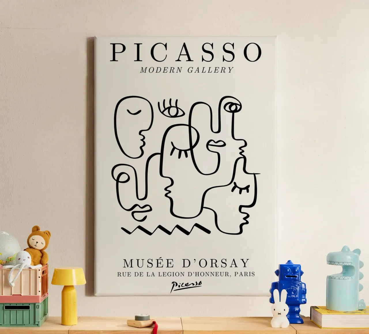 Picasso Faces Ensemble Line Art - Cubist Gallery Print lienzo de NorwesClub