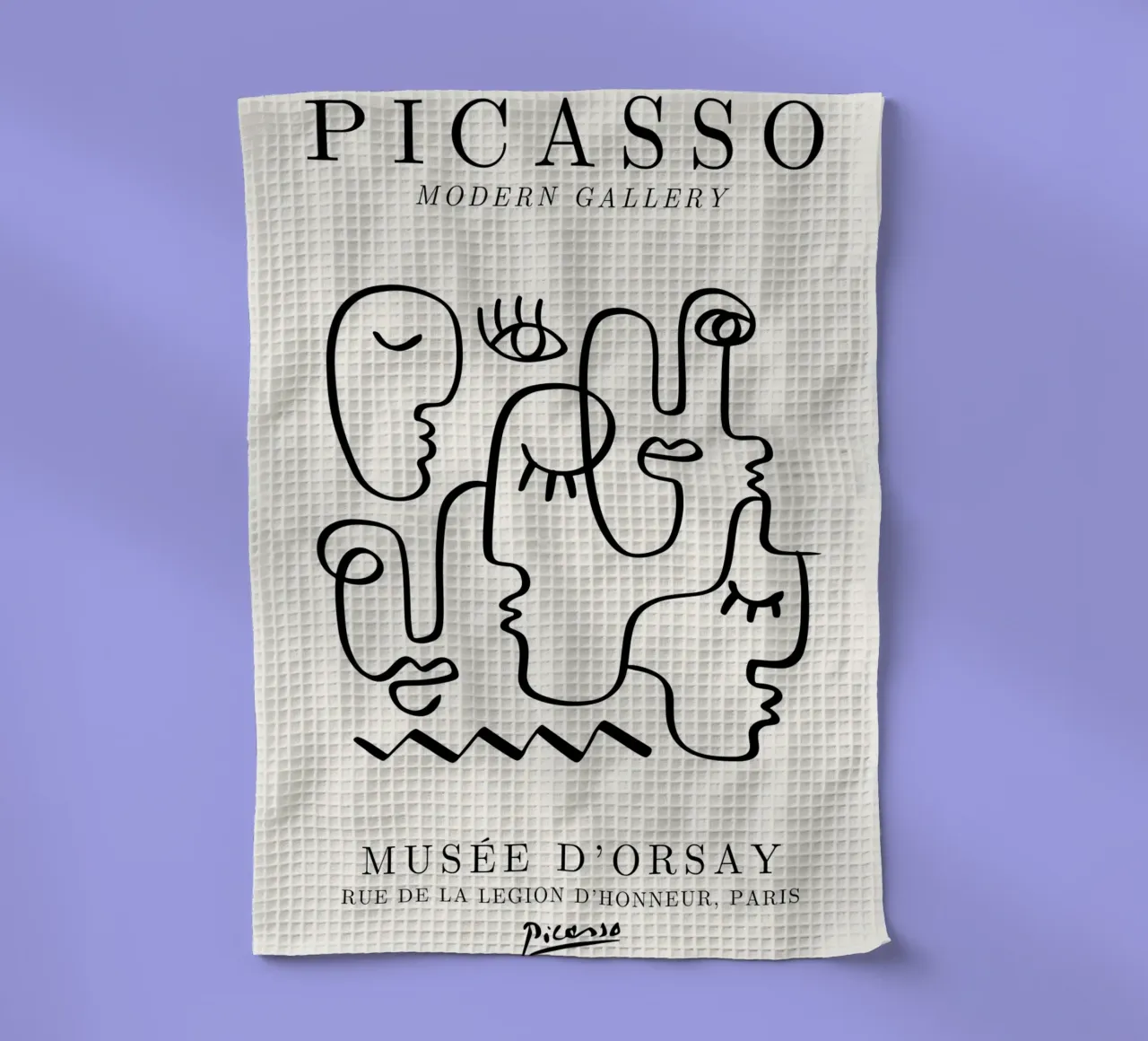 Picasso Faces Ensemble Line Art - Cubist Gallery Print torchon de NorwesClub
