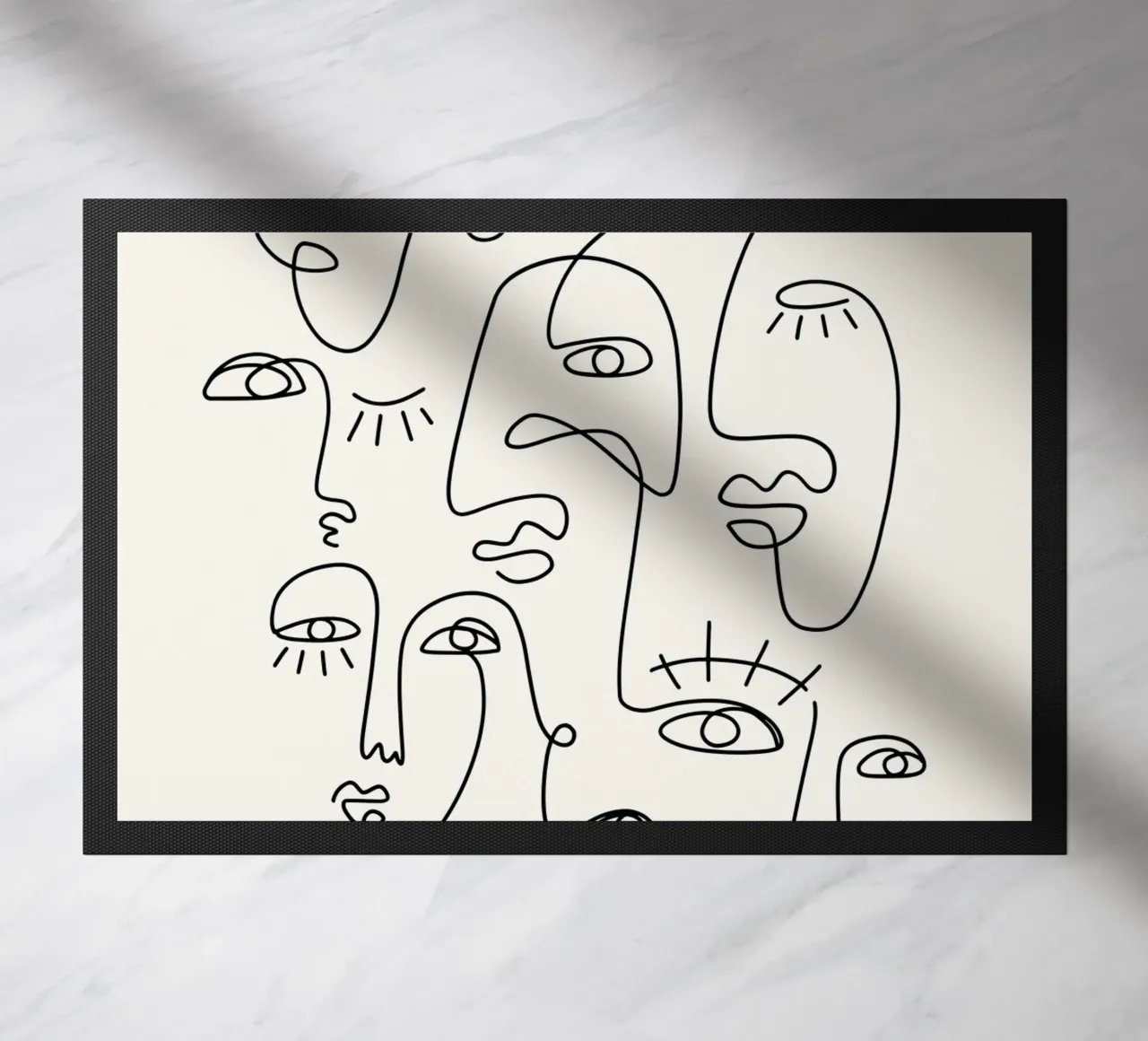 Picasso Abstract Faces Crowd - Cubist Line Art Poster doormat by NorwesClub